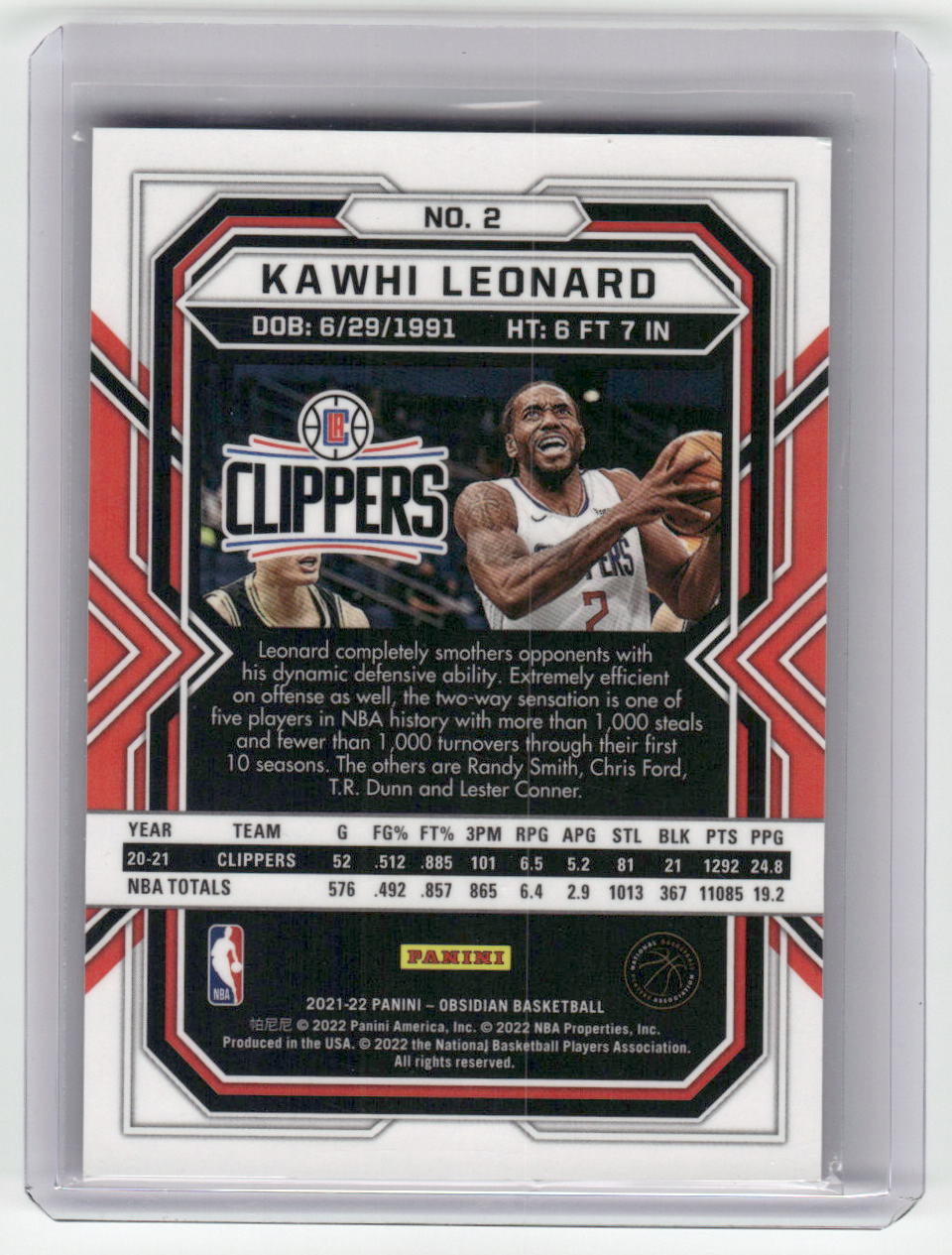 2021-22 KAWHI LEONARD Electric Etch Red Flood Obsidian #2