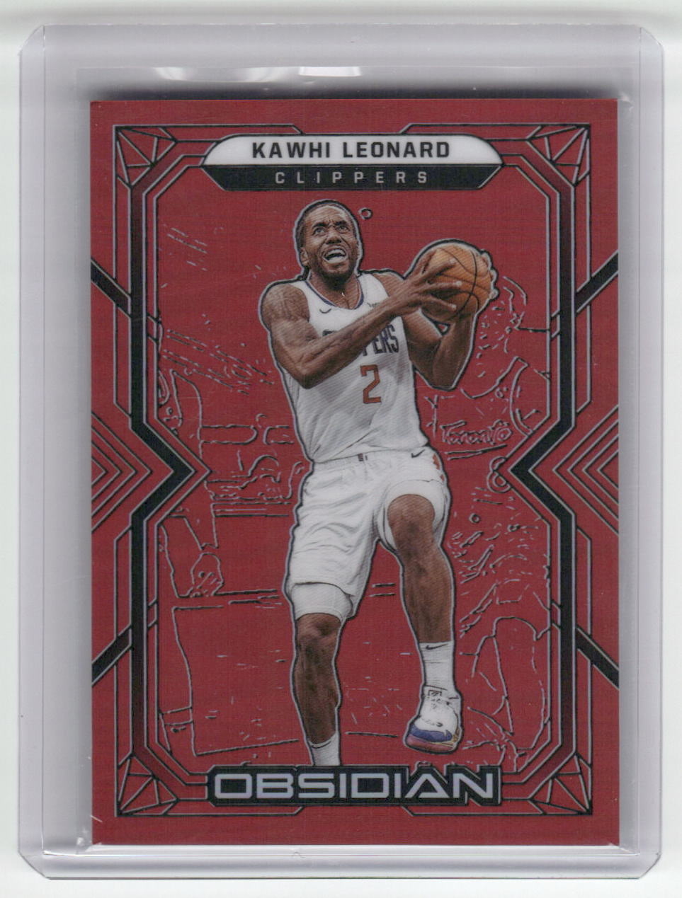 2021-22 KAWHI LEONARD Electric Etch Red Flood Obsidian #2