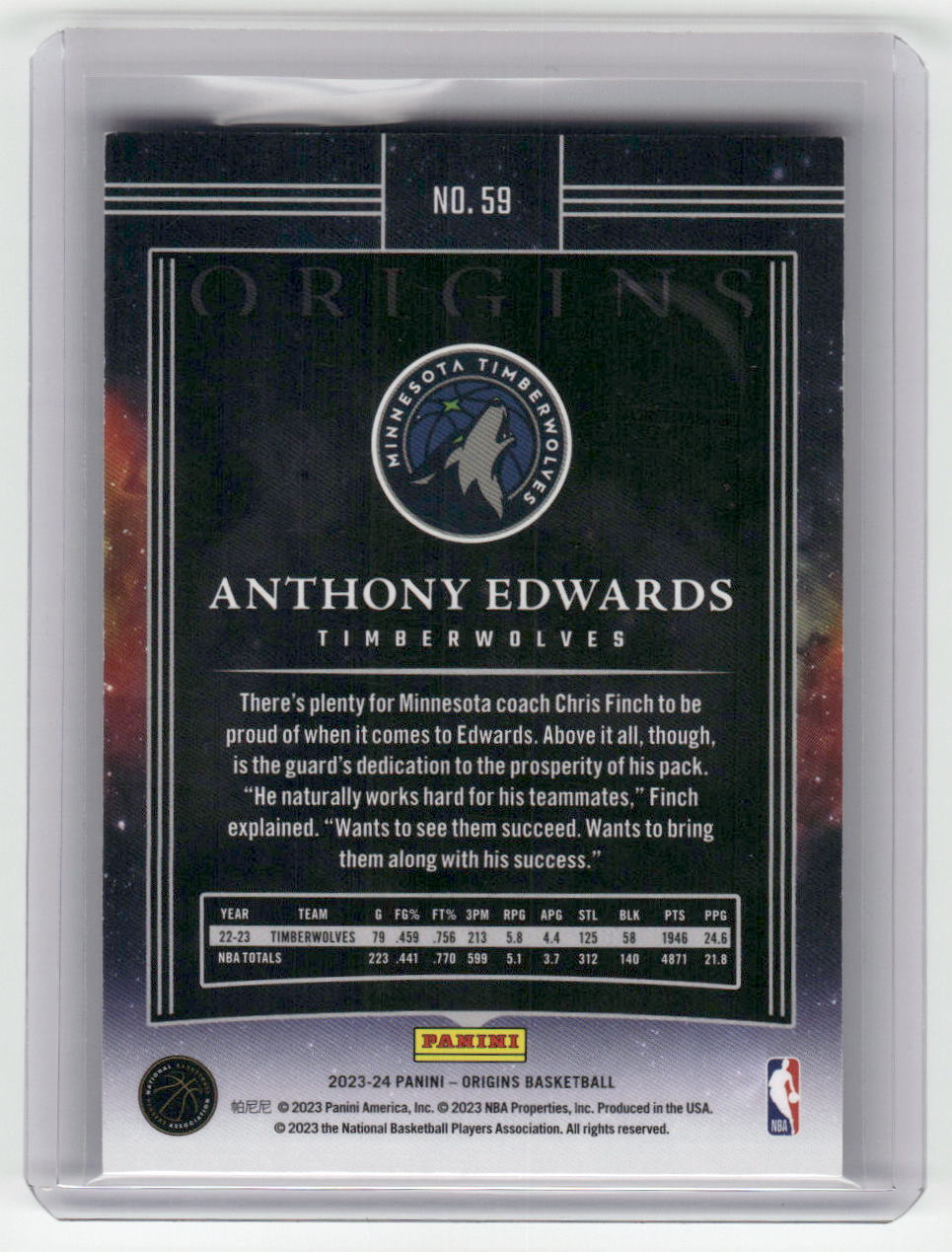 2023-24 ANTHONY EDWARDS Maroon 56/115 Origins Twolves #59