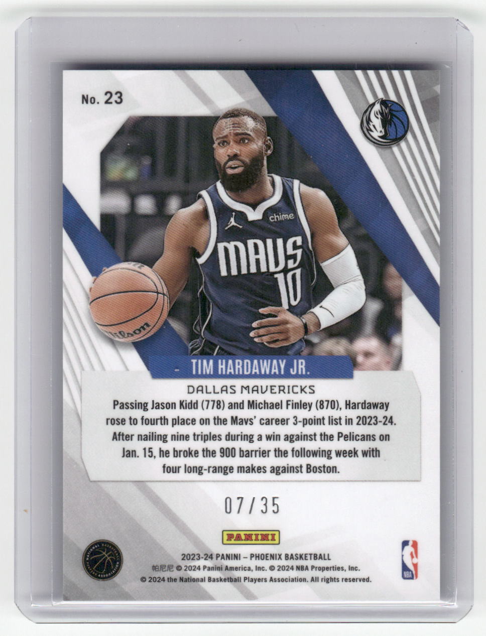 2023-24 TIM HARDAWAY JR. Purple 7/35 Mavericks Phoenix #23