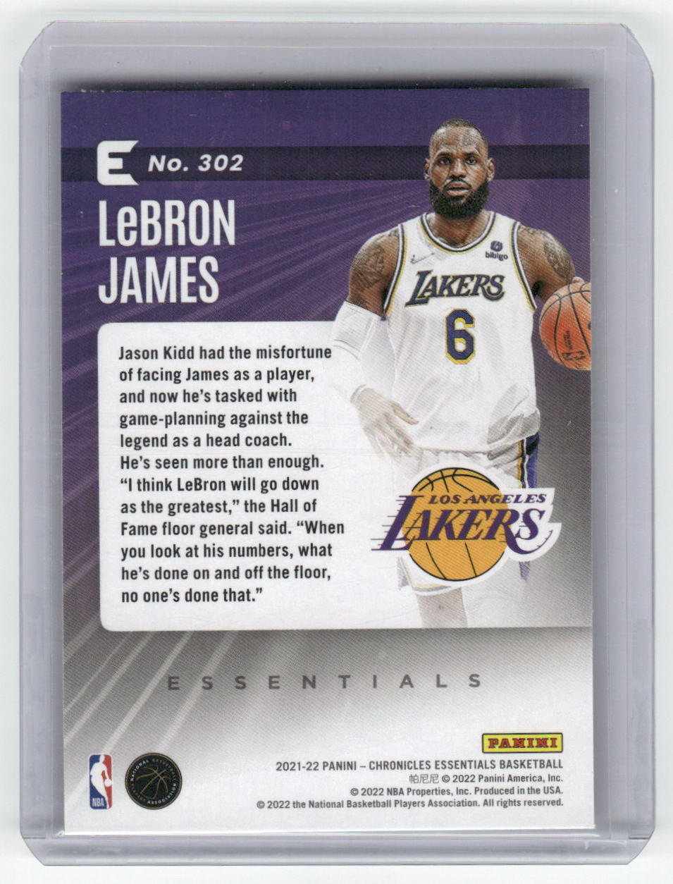 2021-22 LeBRON JAMES Pink Essentials Chronicles Lakers #302