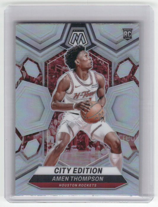 2023-24 AMEN THOMPSON City Edition Silver Rookie Mosaic Rockets #281