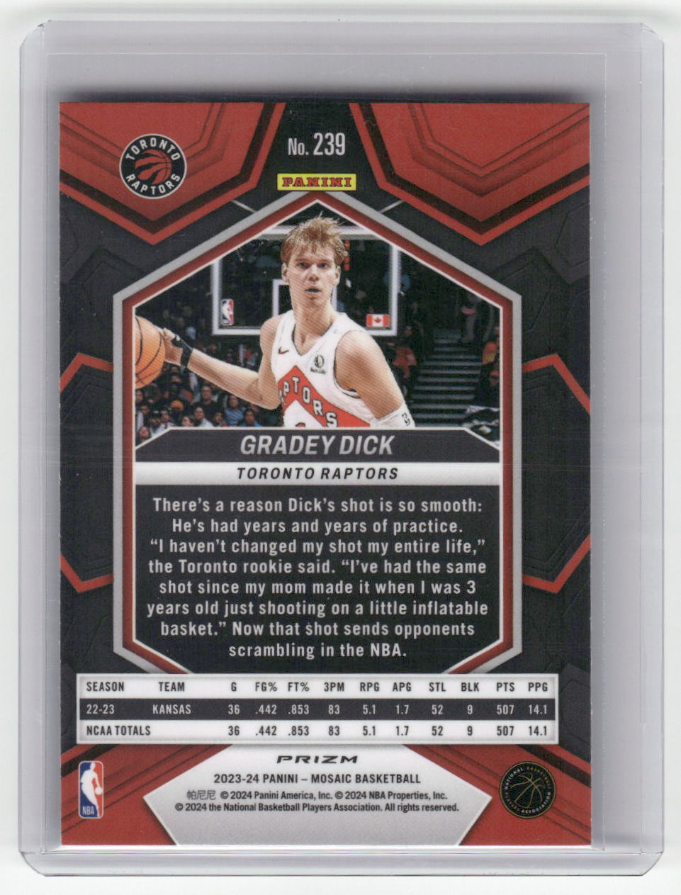 2023-24 GRADEY DICK Silver Rookie Mosaic Raptors #239