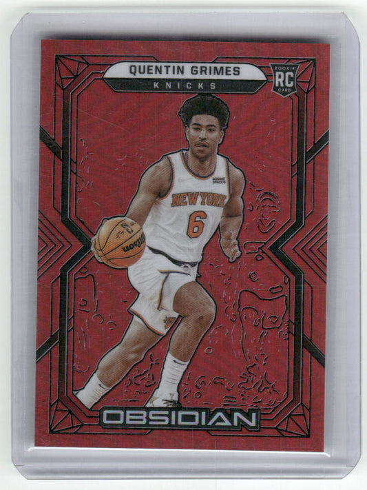 2021-22 QUENTIN GRIMES Electric Etch Red Flood Obsidian #189