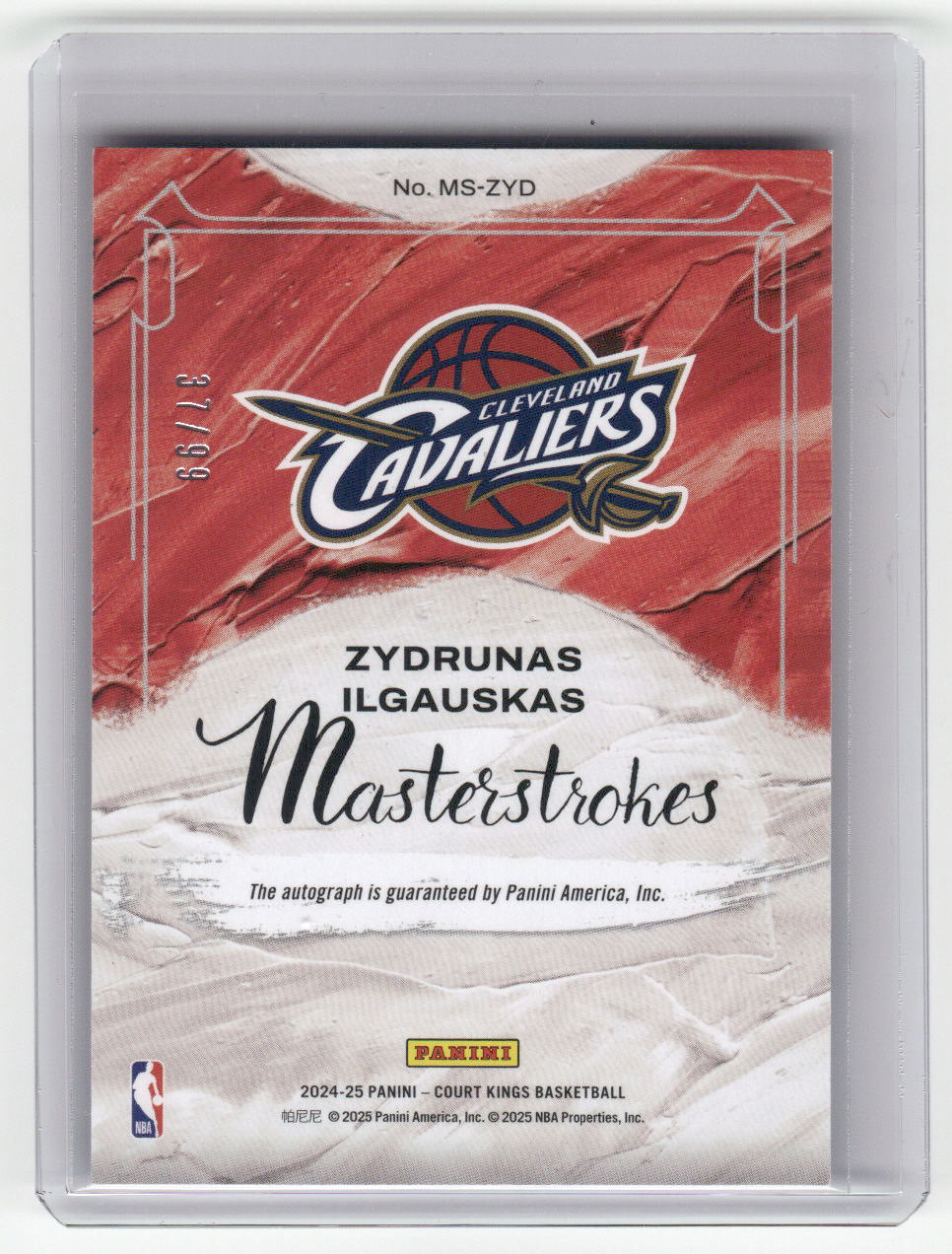 2024-25 ZYDRUNAS ILGAUSKAS Masterstrokes 37/99 Court Kings Cavs MS-ZYD