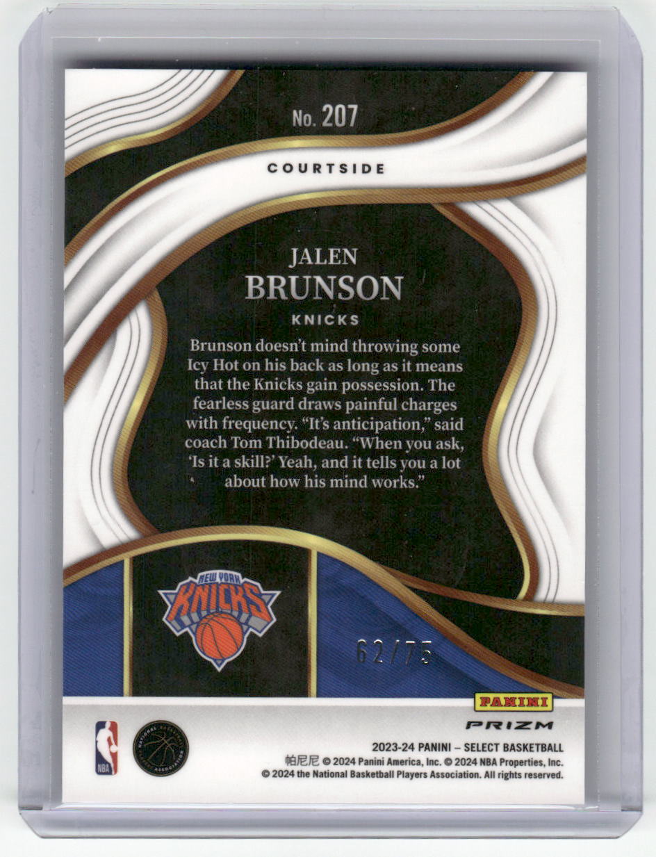2023-24 JALEN BRUNSON Courtside blue wave 62/75 Select Knicks #207