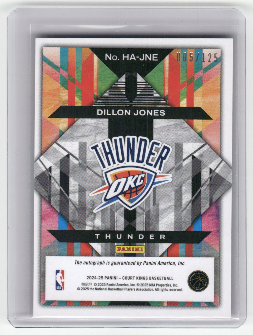 2024-25 DILLON JONES Heir Apparent Auto 5/125 Court Kings OKC
