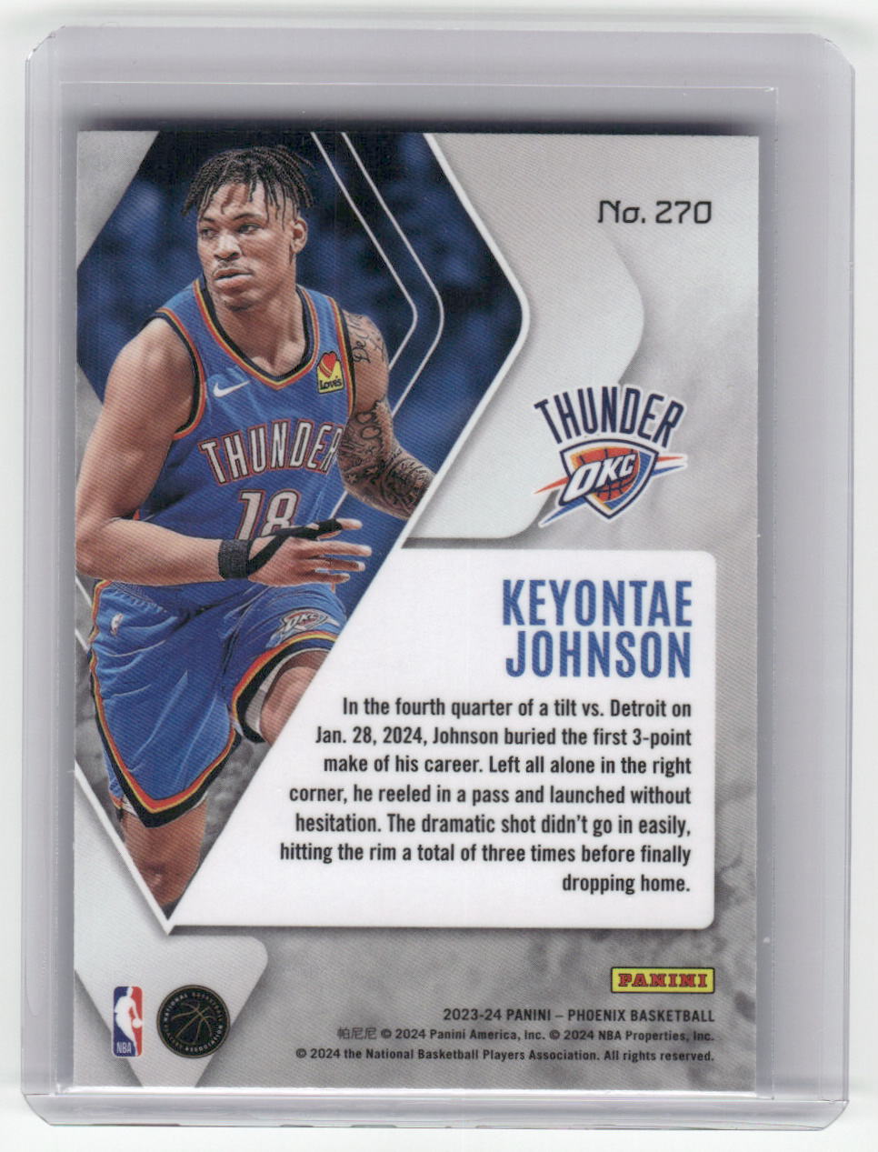 2023-24 KEYONTAE JOHNSON Rookie Blue Ice Phoenix OKC #270