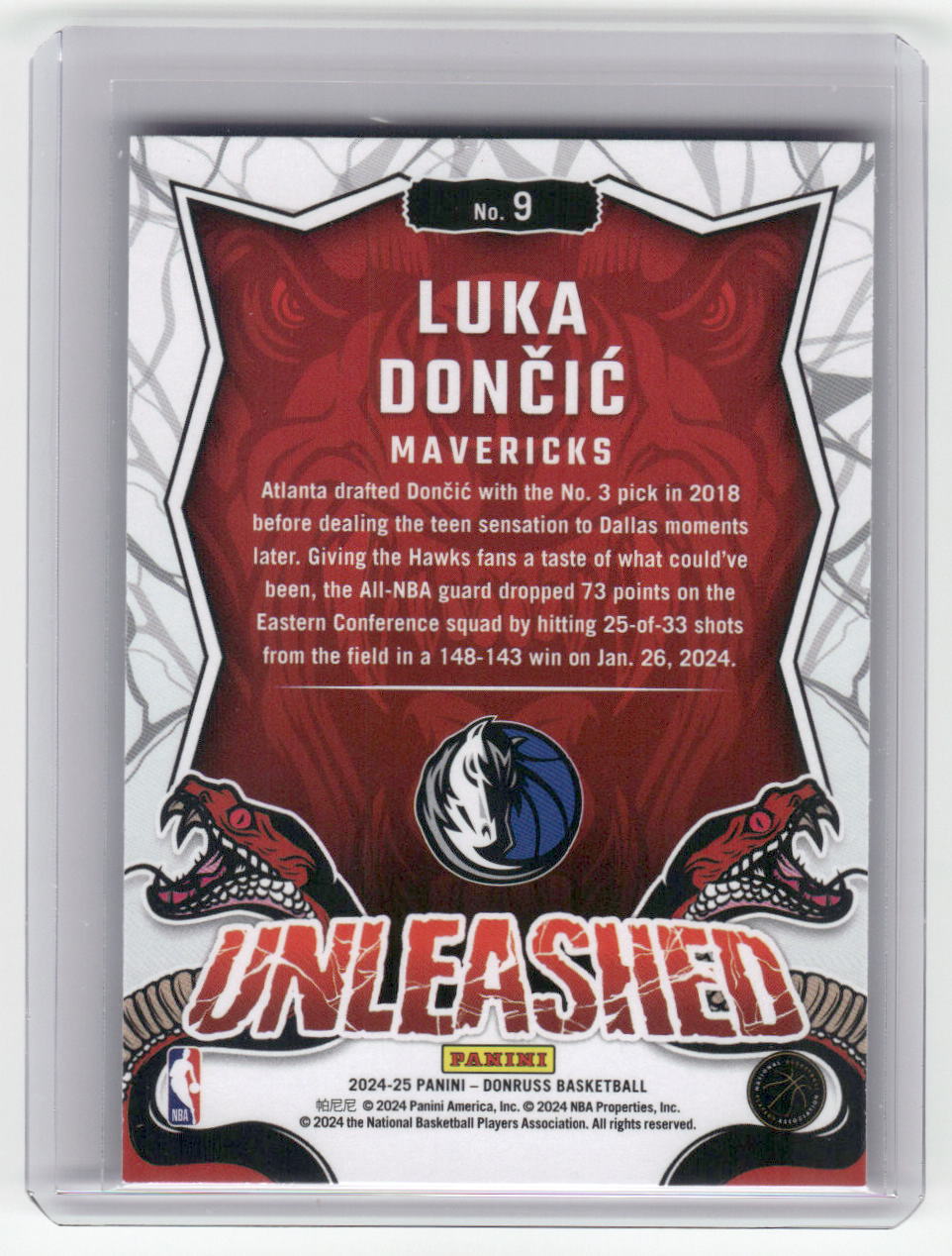 2024-25 LUKA DONCIC Unleashed Donruss Mavericks #9