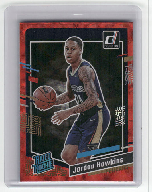 2023-24  JORDAN HAWKINS Red Rated Rookie Donruss Int Pelicans #219