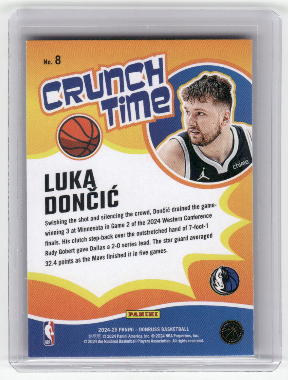 2024-25 Luka Doncic Crunch Time Insert Donruss Mavericks #8