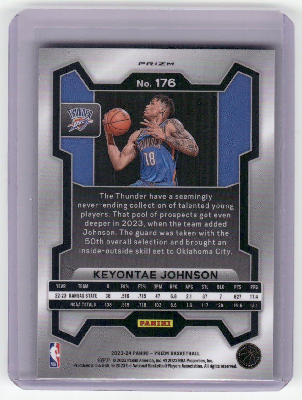 2023-24 KEYONTAE JOHNSON Rookie Red Cracked Ice Prizm OKC #176