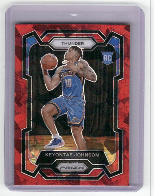 2023-24 KEYONTAE JOHNSON Rookie Red Cracked Ice Prizm OKC #176