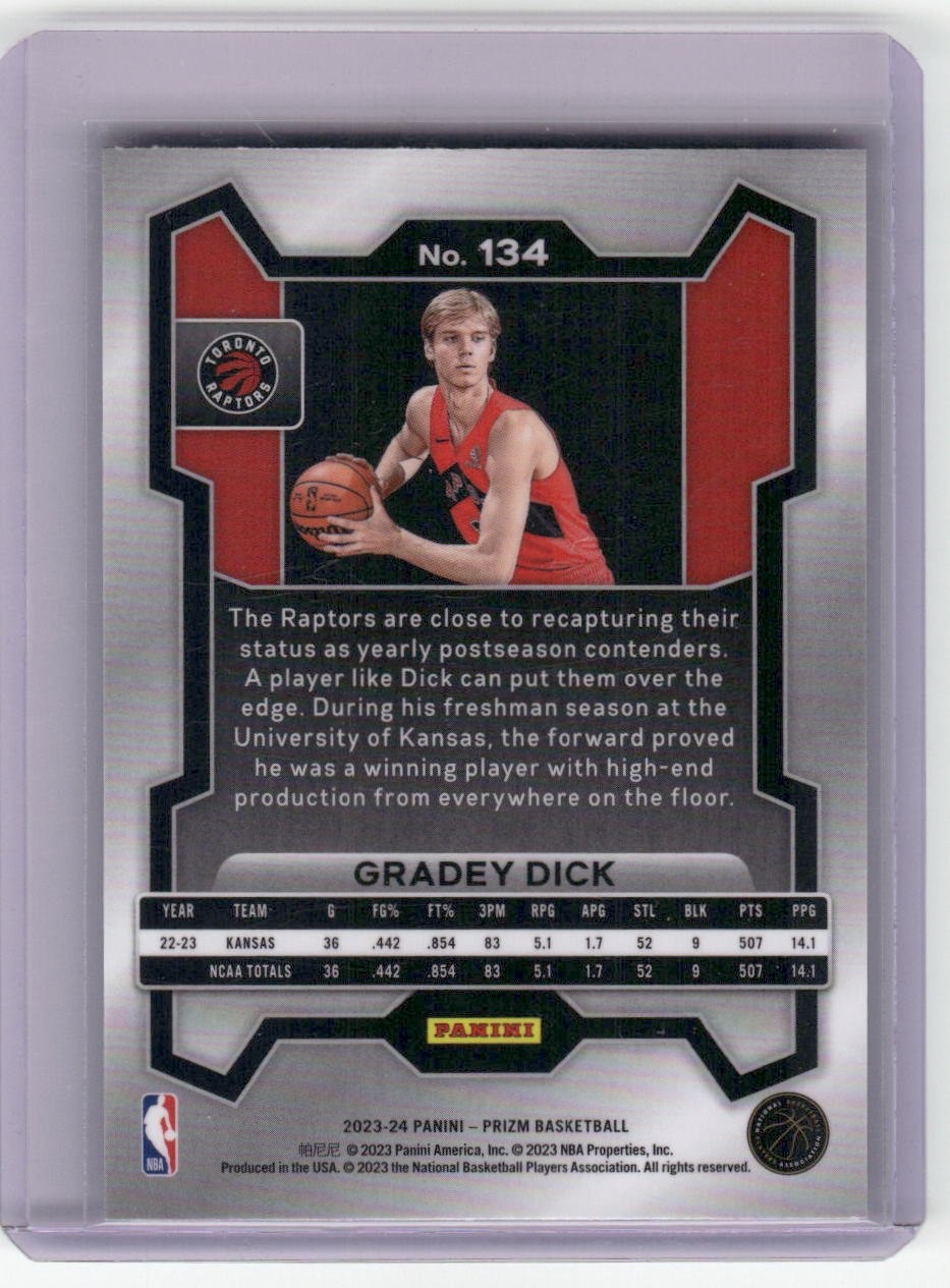 2023-24 GRADEY DICK Rookie Prizm Raptors #134