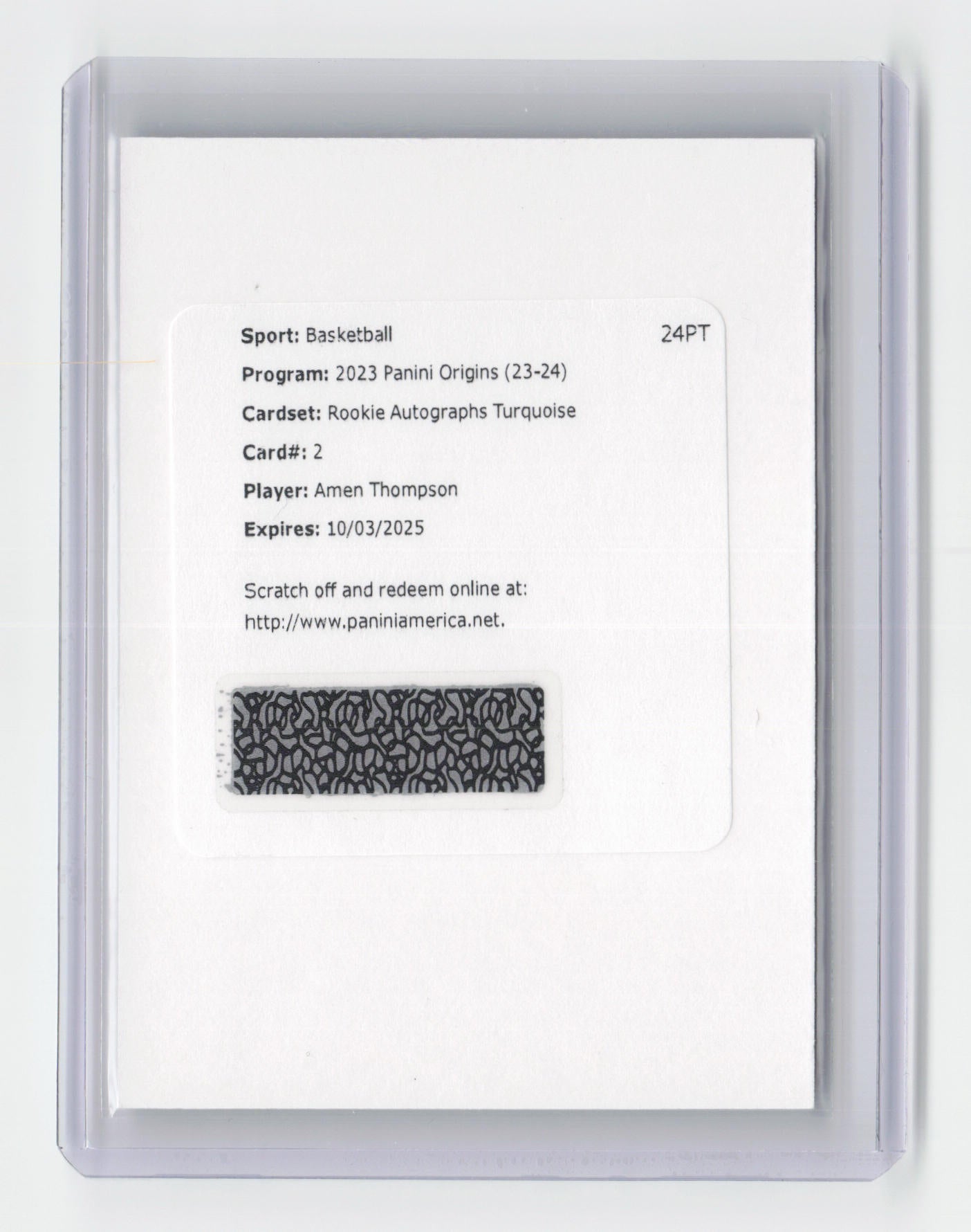 2023-24 AMEN THOMPSON Rookie Autographs Turquoise /15 Redemption