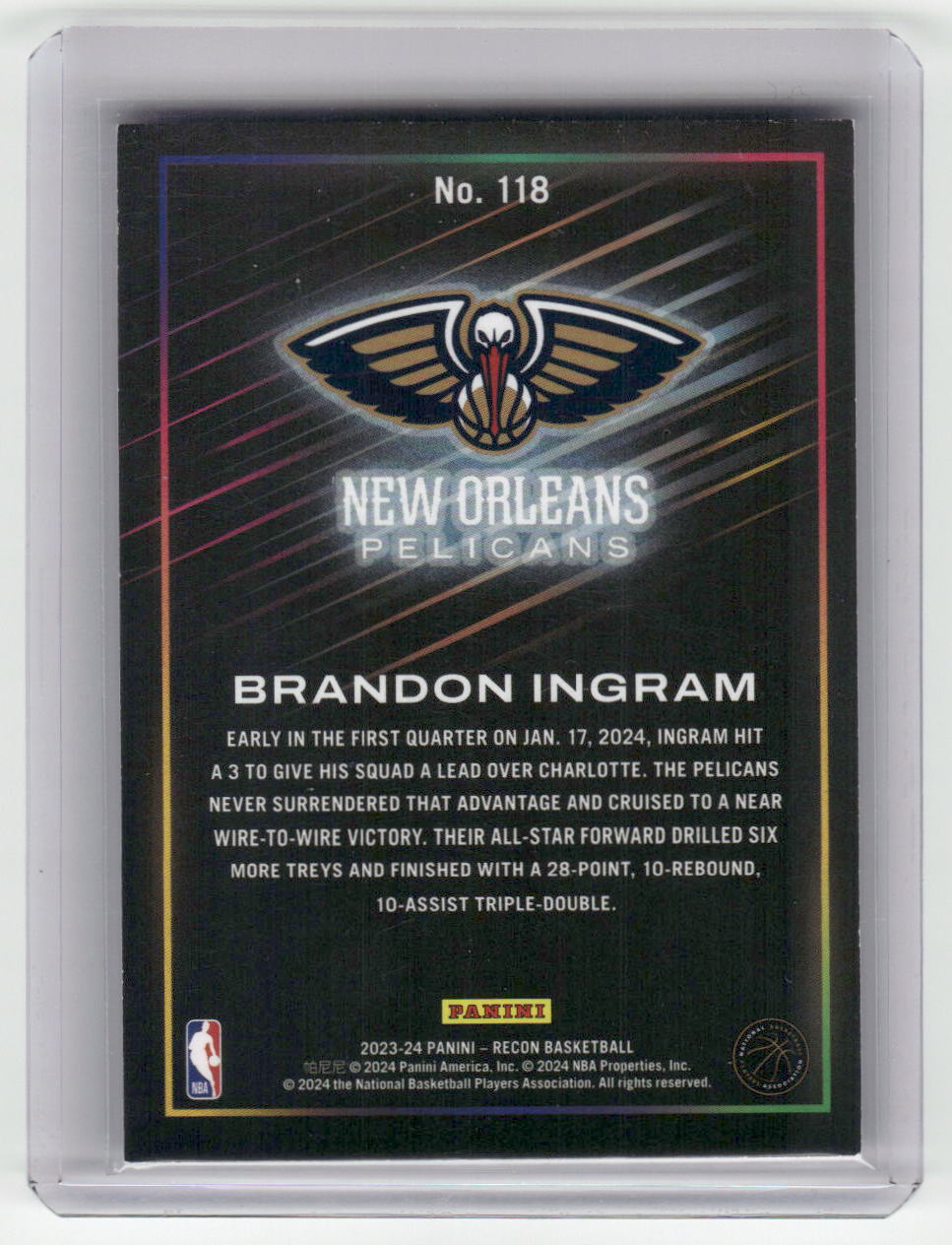 2023-24 BRANDON INGRAM Purple 45/75 Recon Pelicans #118