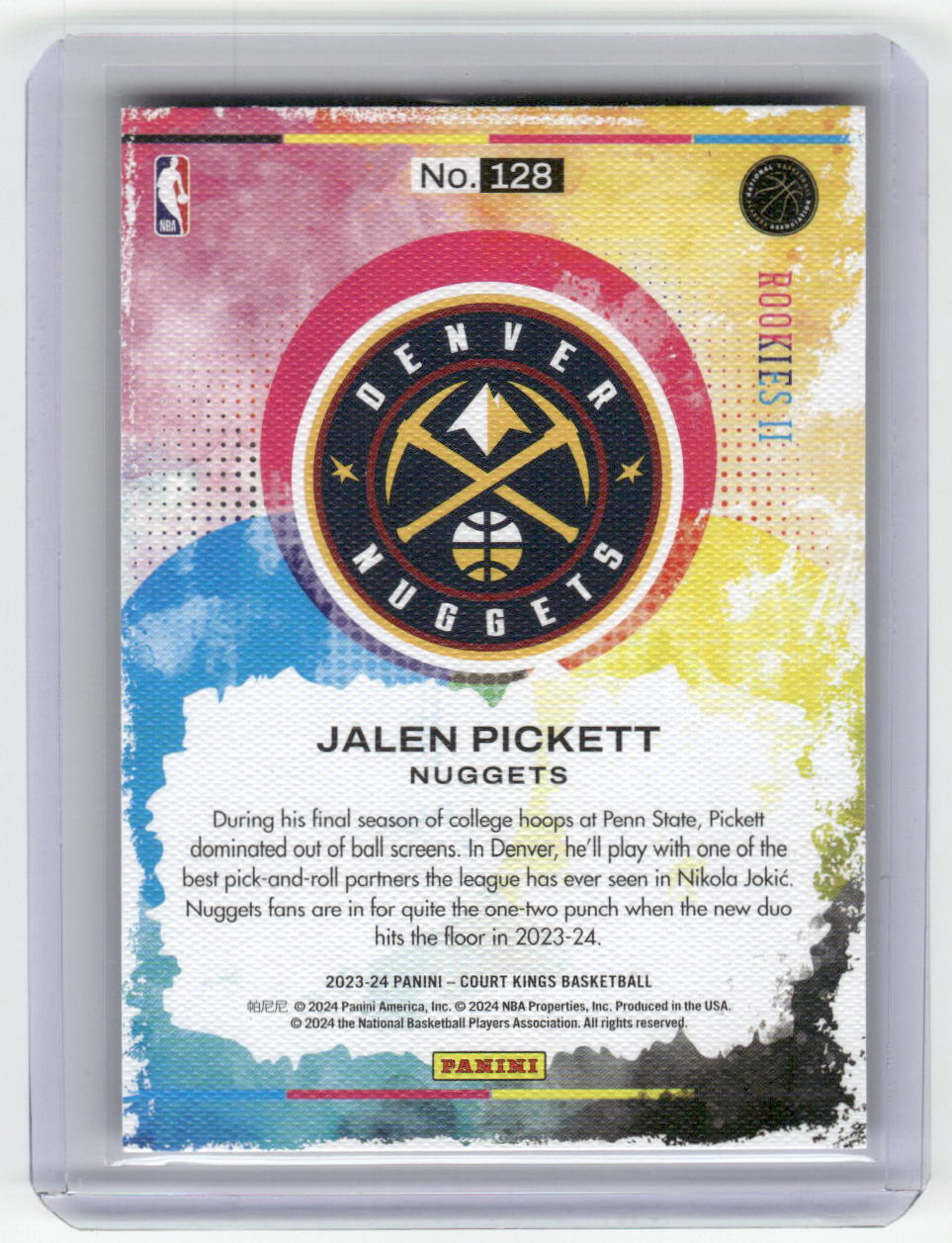 2023-24 JALEN PICKETT Rookies Level II Court Kings Nuggets #128