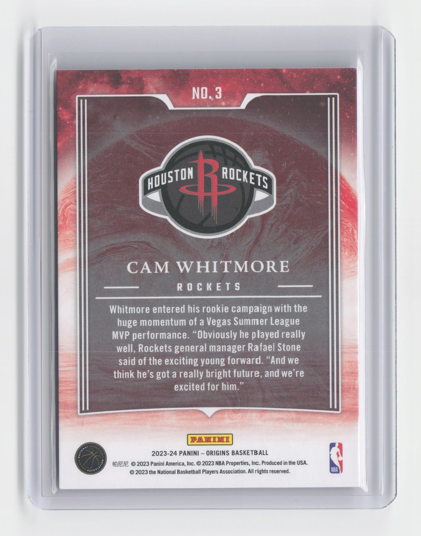 2023-24 CAM WHITMORE Taking The Leap Pink 22/99 RC Origins Rockets