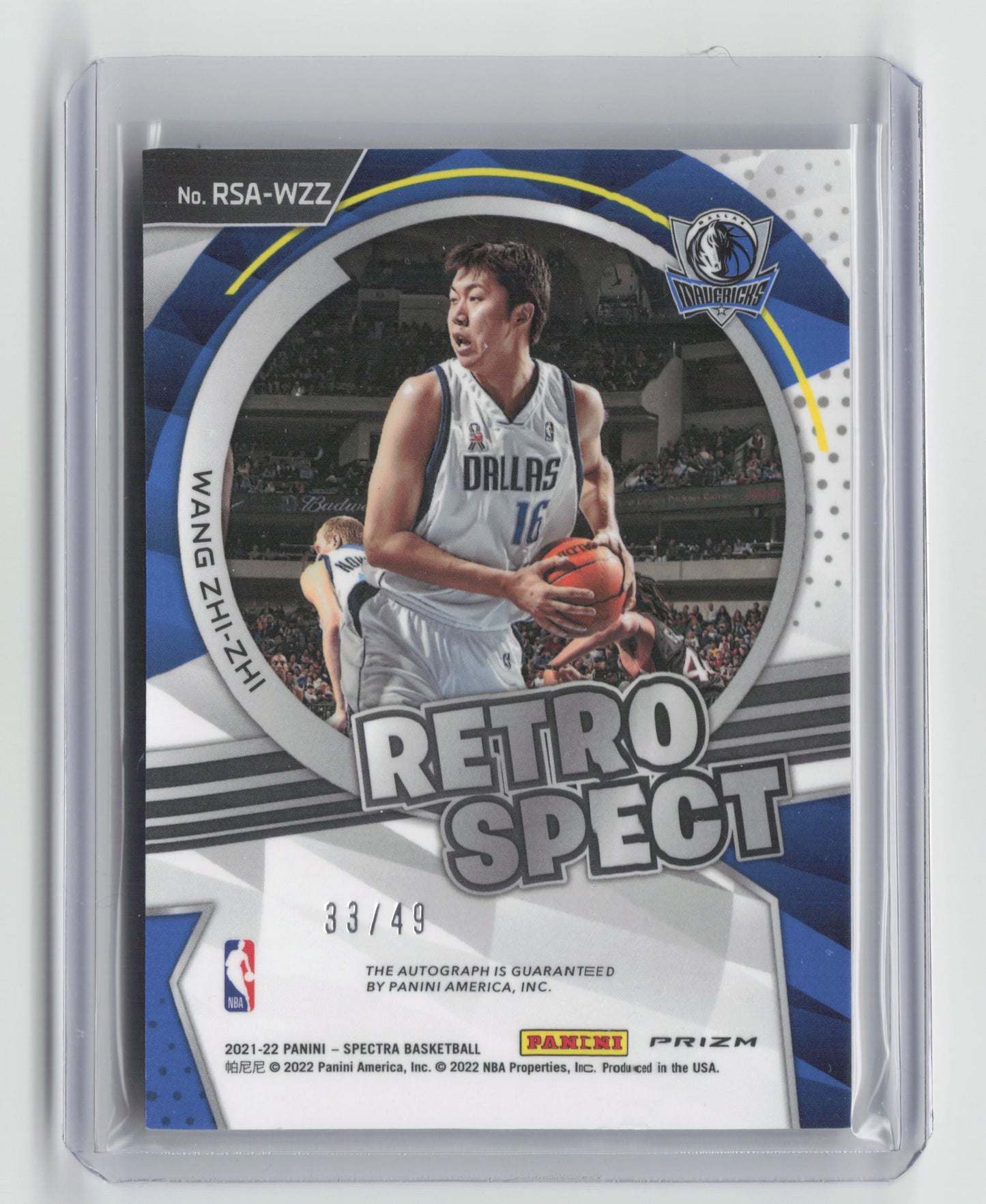 2021-22 WANG ZHI-ZHI Retro Spect Ice Autograph 33/49 Spectra Mavericks
