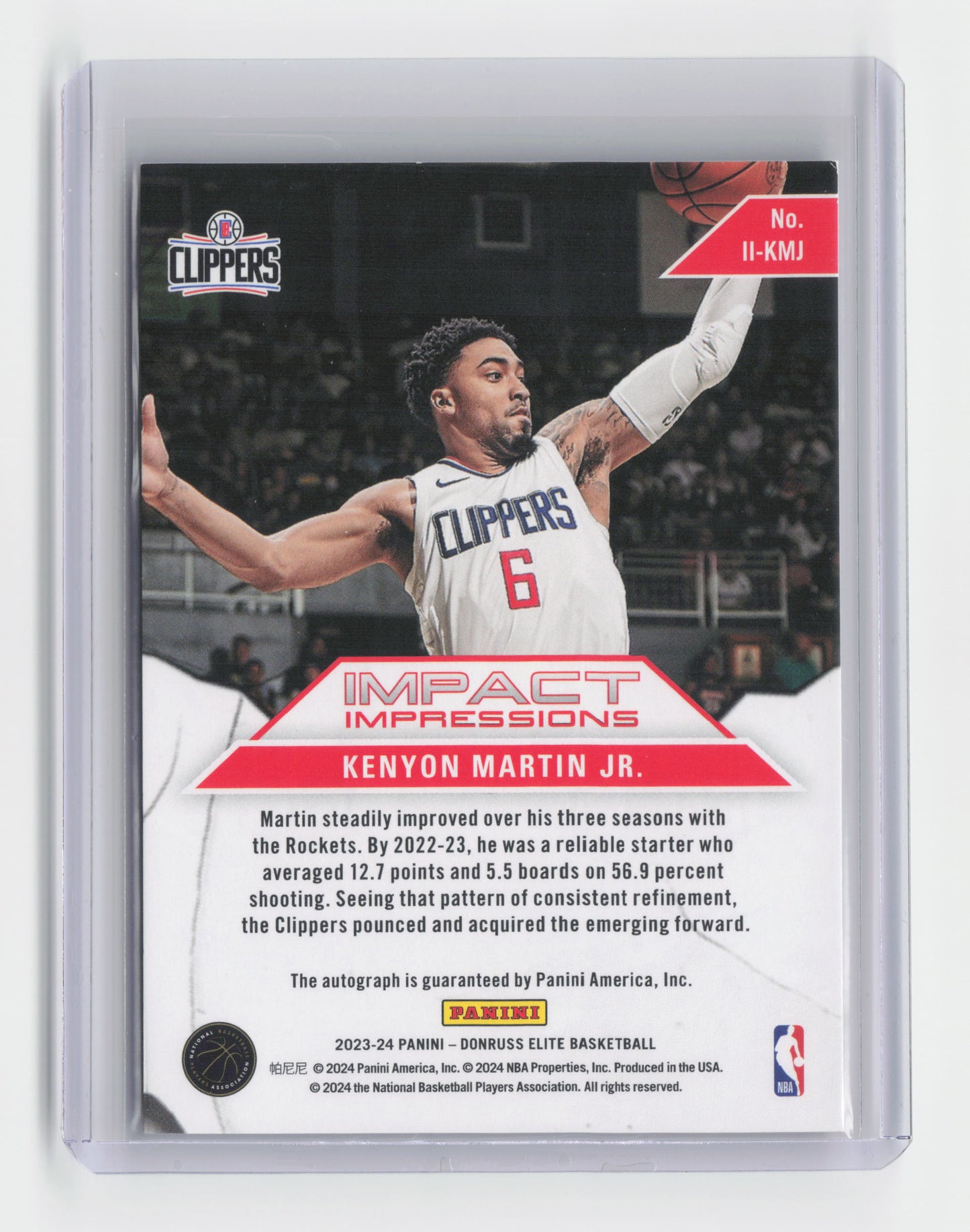 2023-24 KENYON MARTIN JR. Red/Green Impact Impressions Autograph Elite Clippers