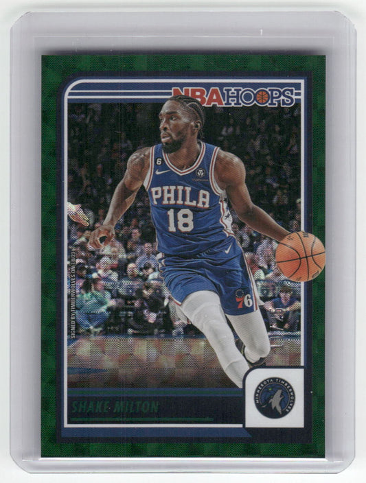 2023-2024 SHAKE MILTON Green 11/25 Hoops Int 76ers #33