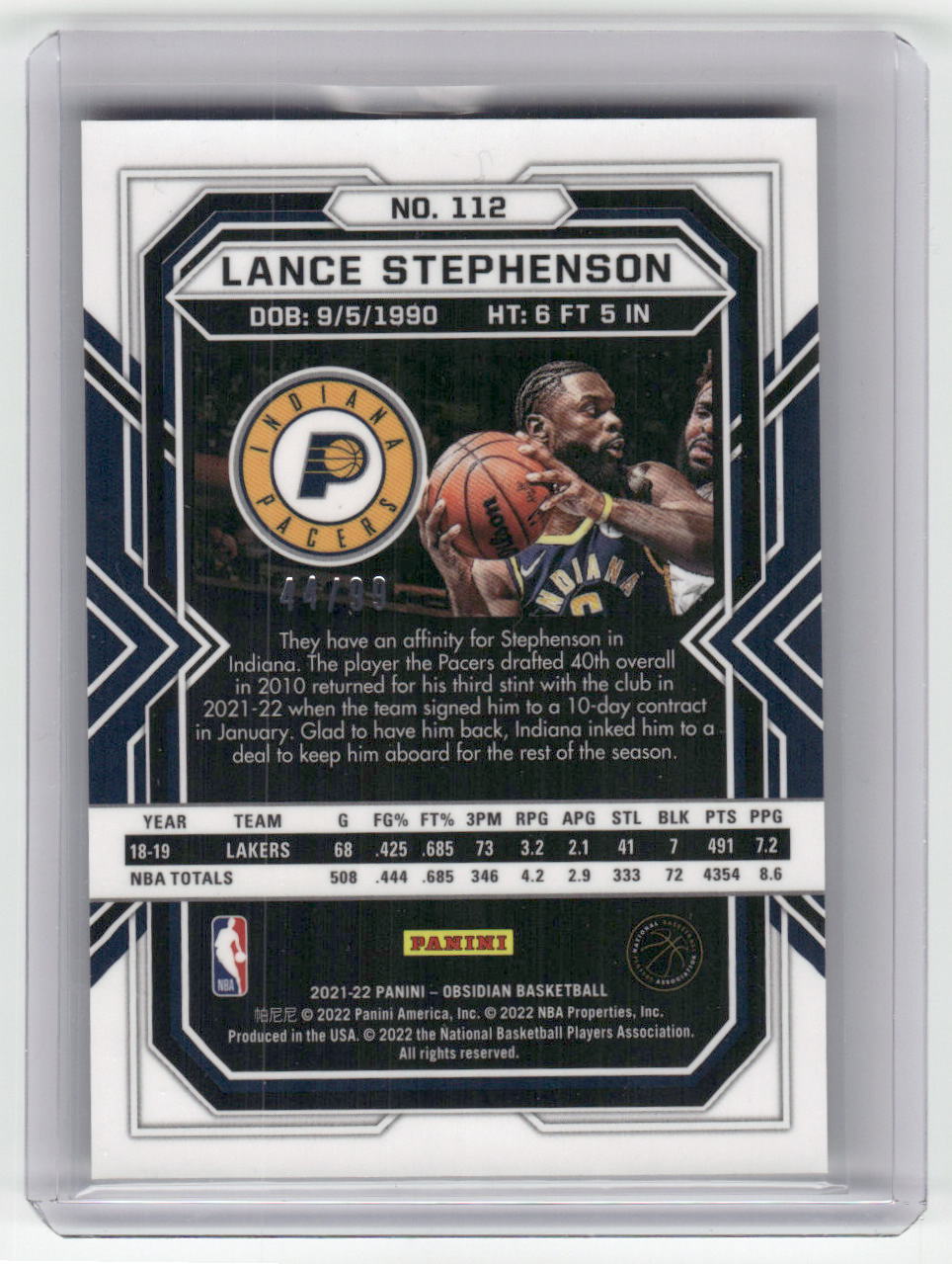 2021-22 LANCE STEPHENSON Electric Etch Red Yellow & Green Flood 44/99 #112