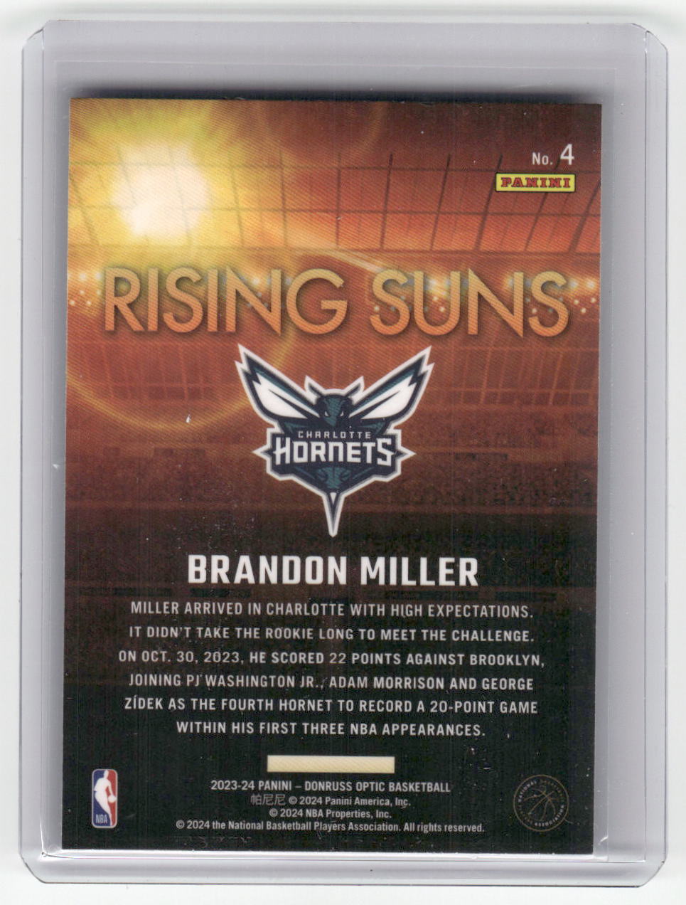 2023-24 BRANDON MILLER Rising Suns Optic Hornets #4
