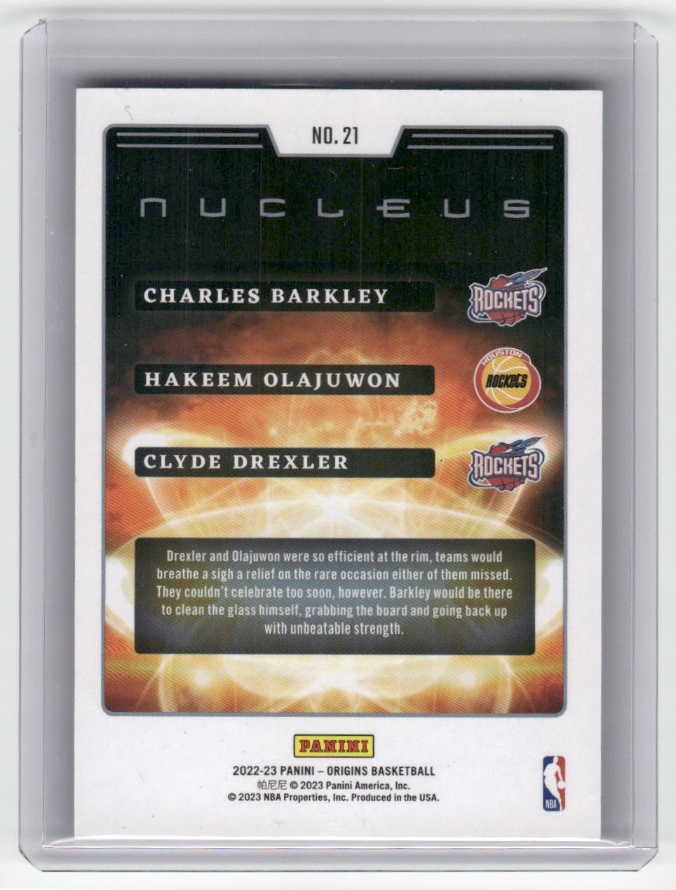 2022-23 DREXLER OLAJUWON BARKLEY Nucleus Pink 32/99 Origins Rockets