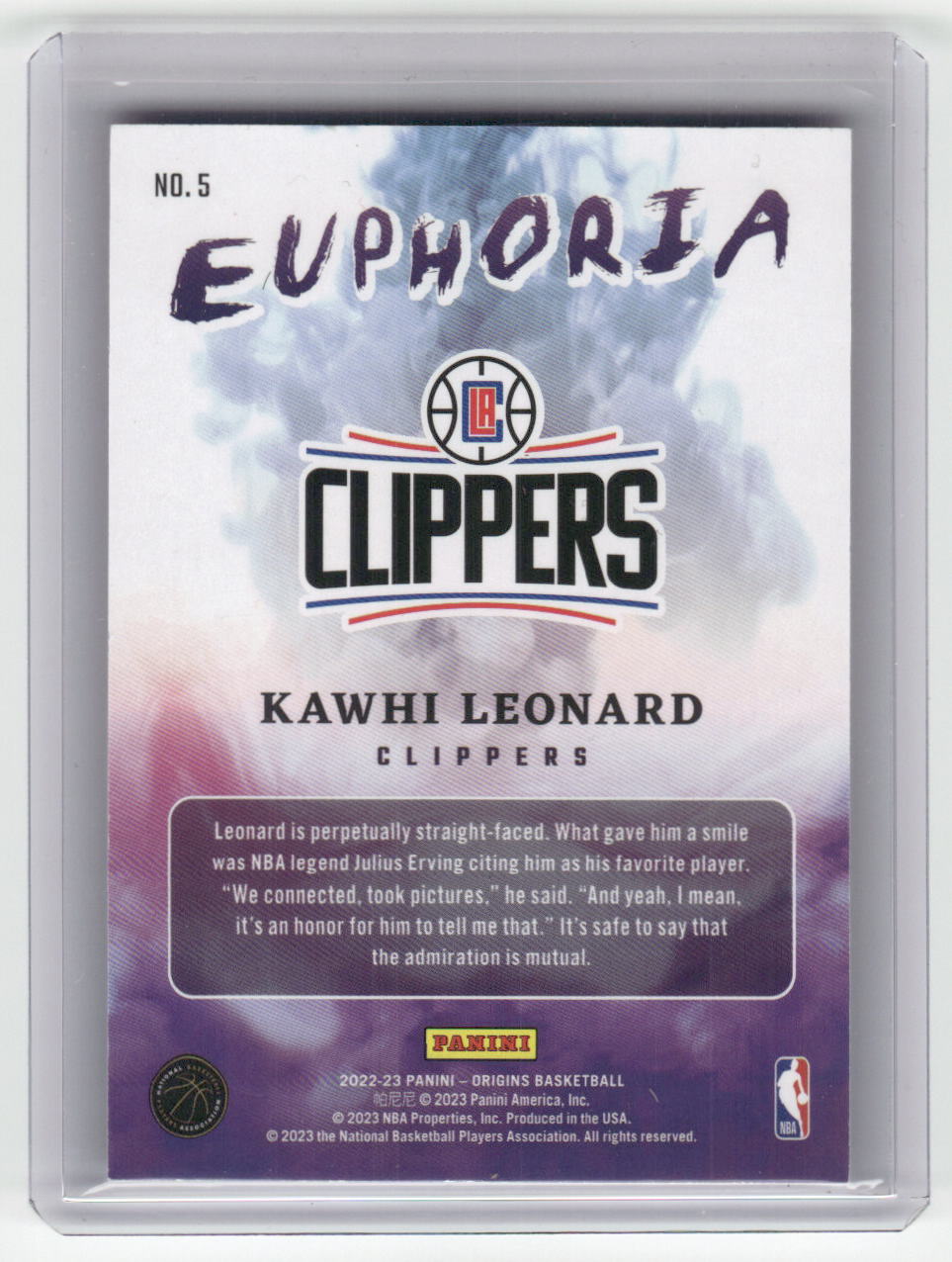 2022-23 KAWHI LEONARD Euphoria Pink 71/99 Origins Clippers #5