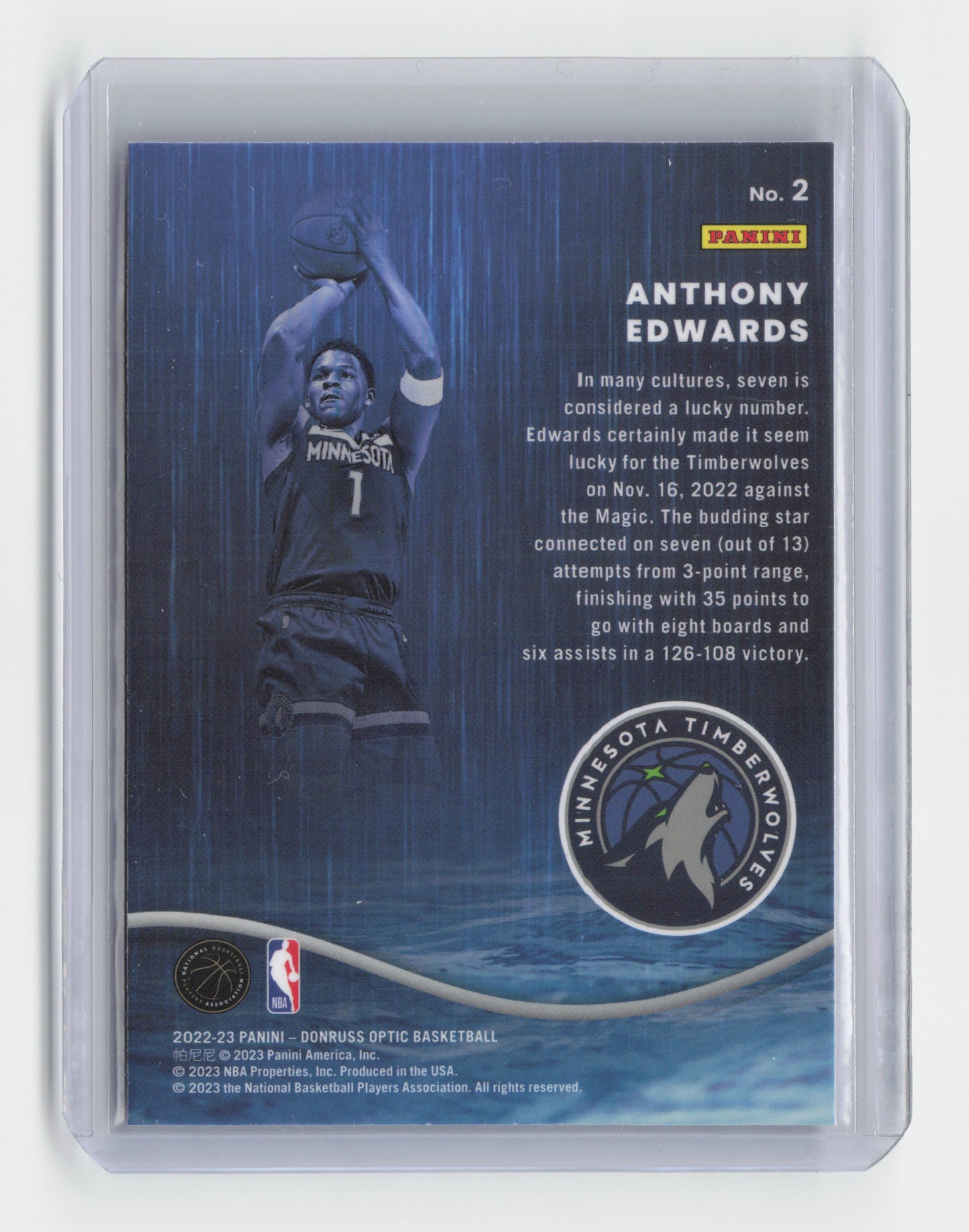 2022-23 ANTHONY EDWARDS Raining 3s Optic Timberwolves #2