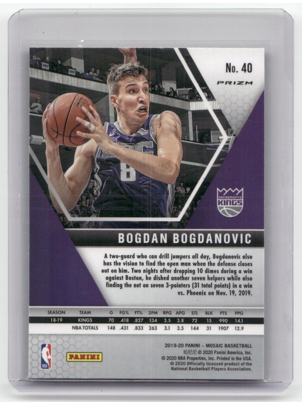 2019-20 BOGDAN BOGDANOVIC Genisis Case Hit Mosaic Kings #40