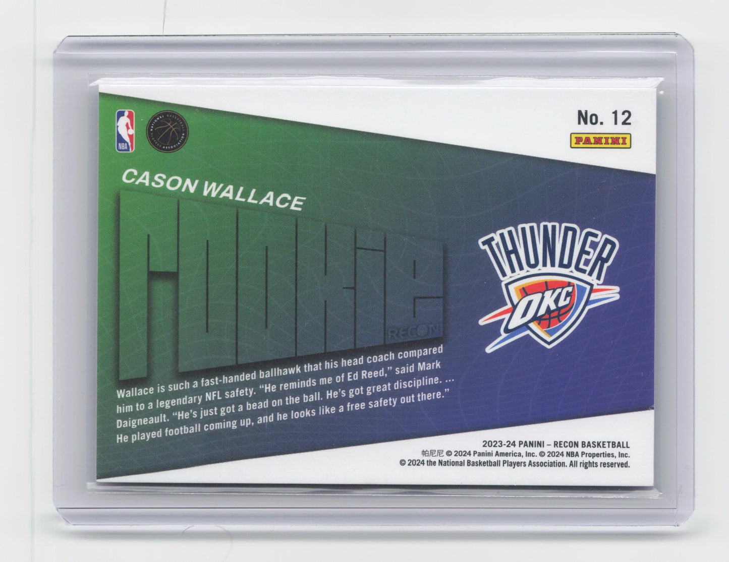 2023-24 CASON WALLACE Rookie Recon Thunder #12