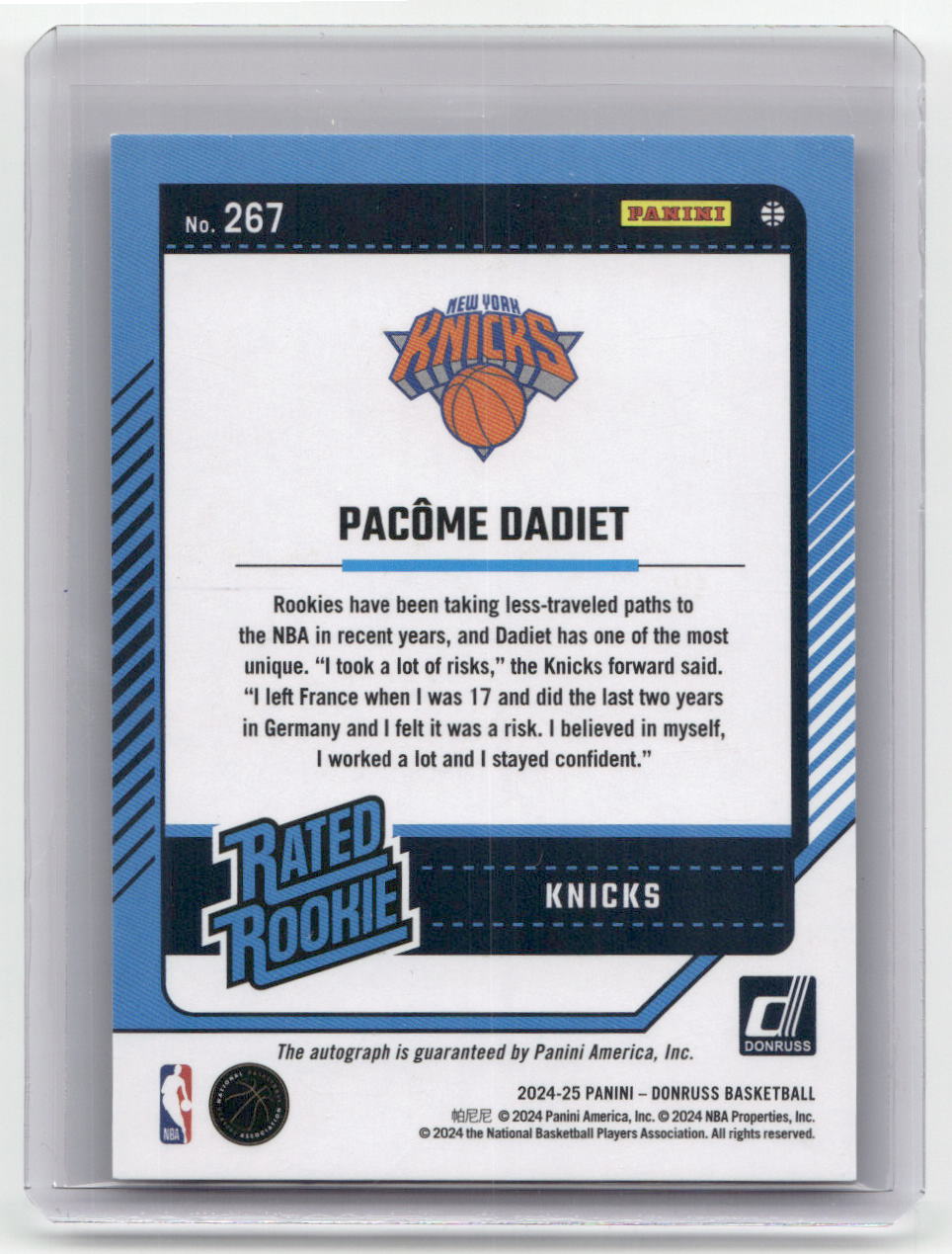 2024-25 PACOME DADIET Rated Rookie Auto Donruss Choice Kicks #267