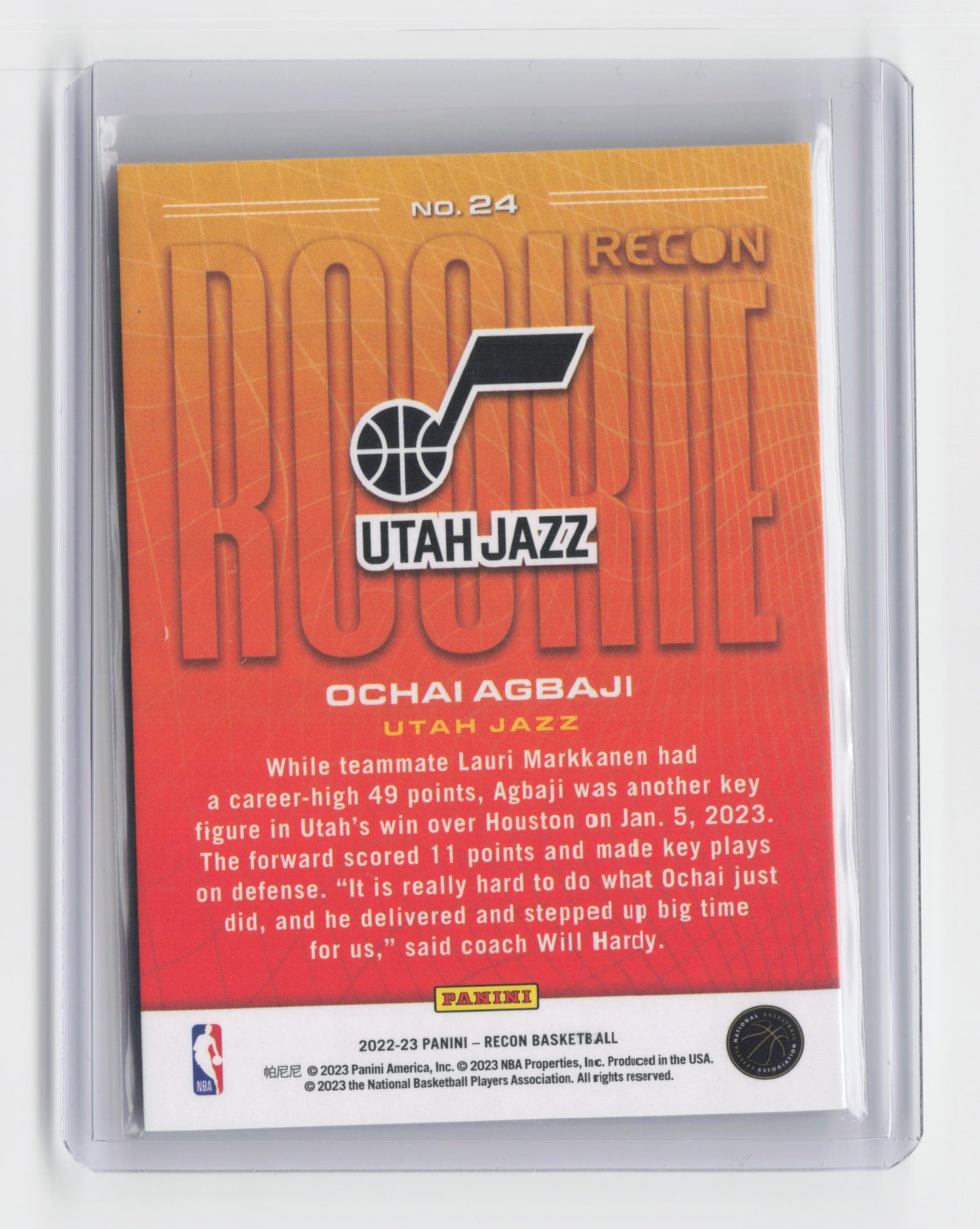 2023-24 OCHAI AGBAJI Rookie Recon Jazz #24