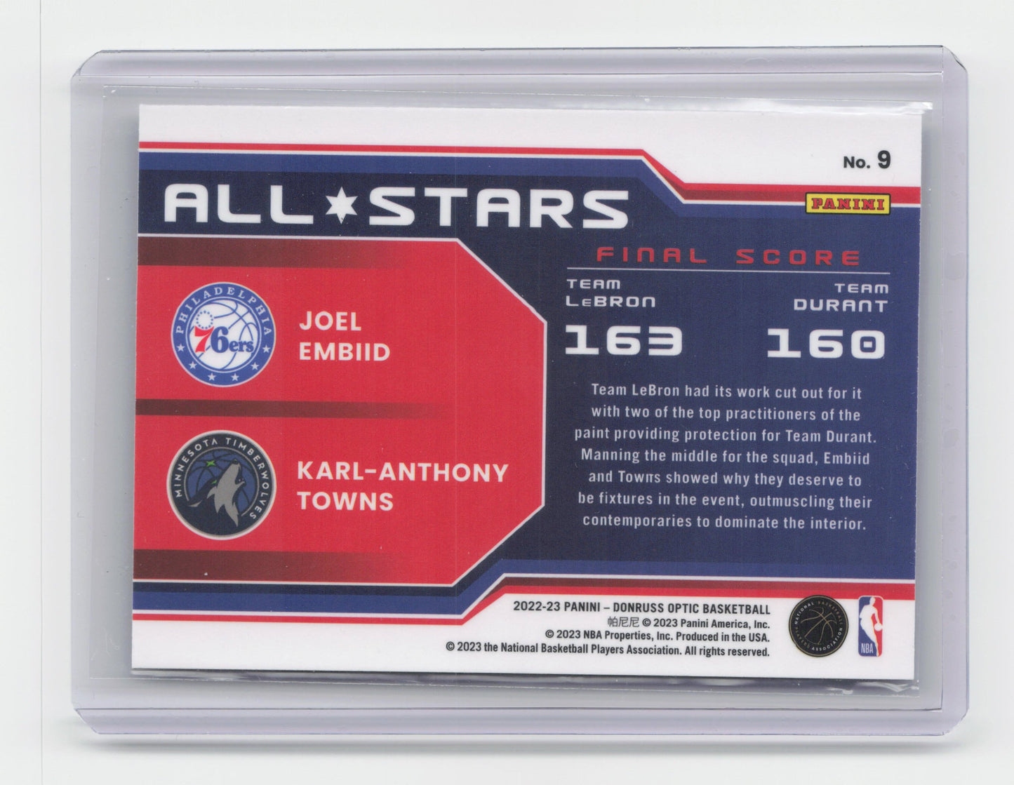 2022-23 JOEL EMBIID / KARL-ANTHONY TOWNS All-Stars Optic #9