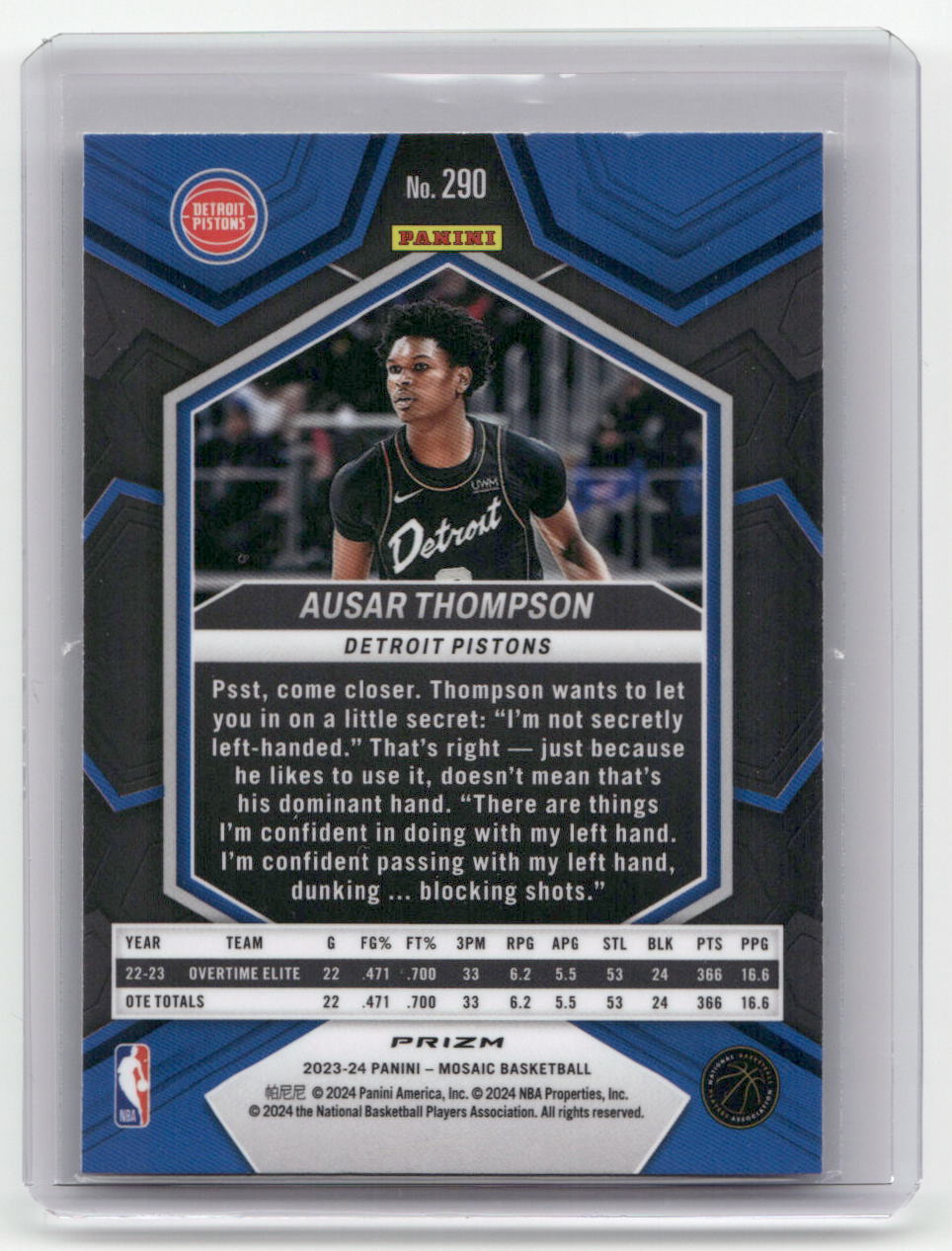 2023-24 AUSAR THOMPSON Rookie Silver Disco Mosaic Pistons #290