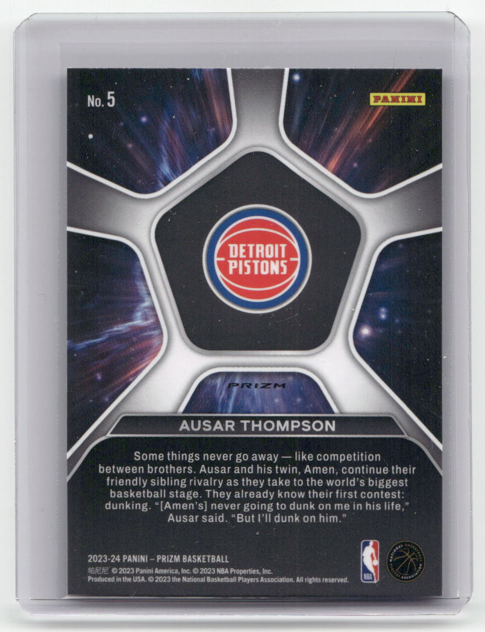 2023-24 AUSAR THOMPSON Rookie Deep Space Holo Prizm Pistons - #5