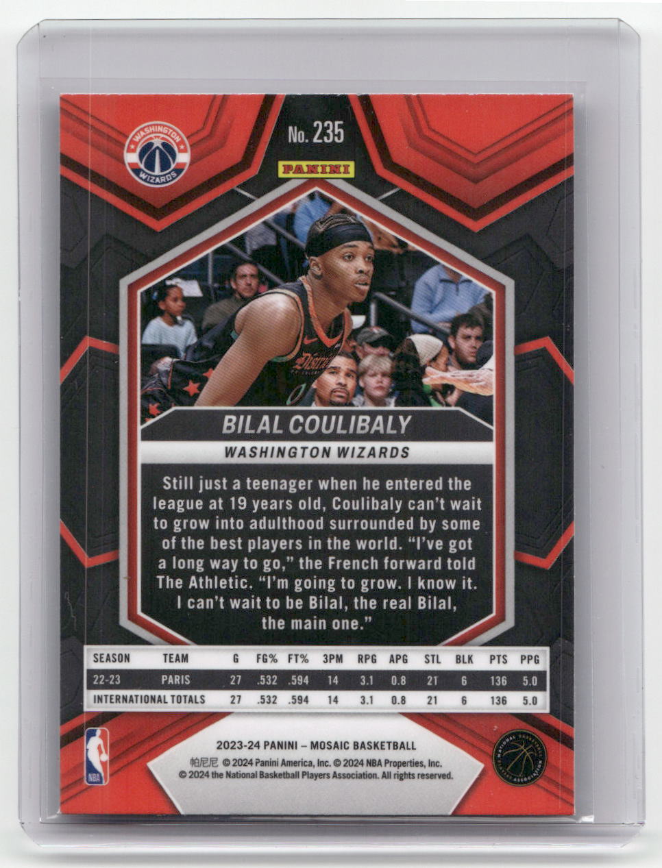 2023-24 BILAL COULIBALY Rookie Silver Mosaic Wizards #235