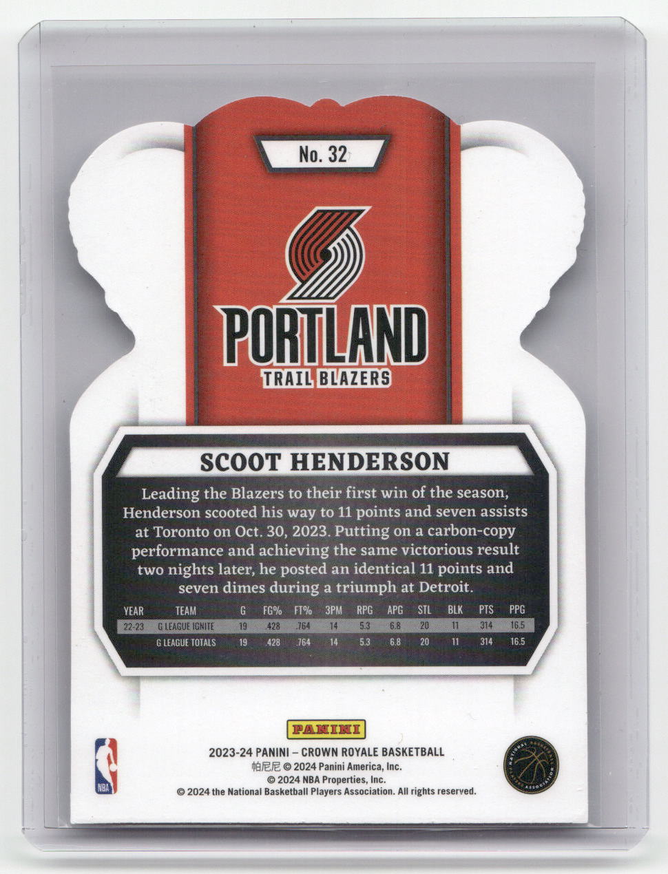 2023-24 SCOOT HENDERSON Rookie Crown Blazers #32