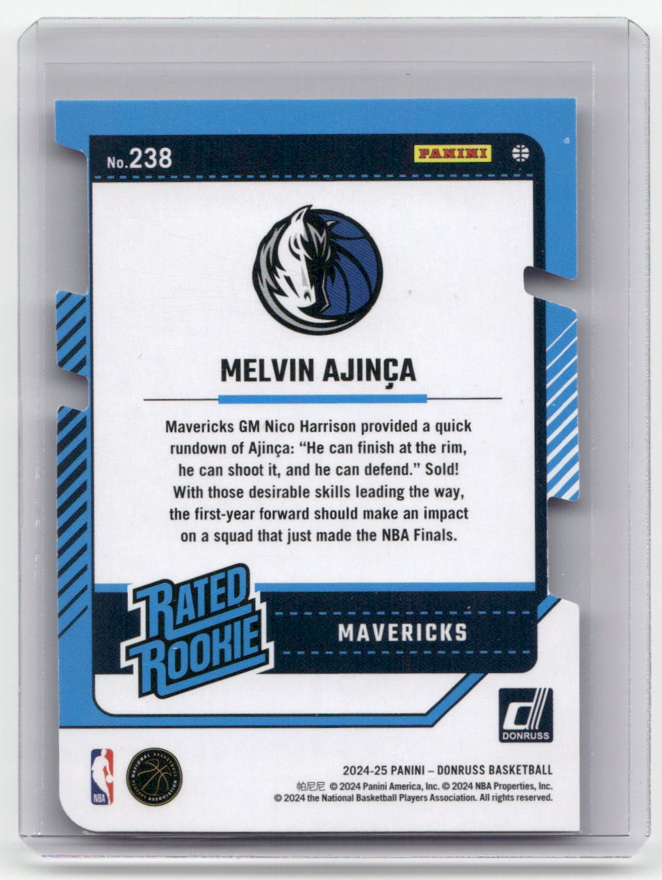 2024-25 MELVIN AJINCA Silver Rated Rookie Die Cut 1/75 Donruss #238