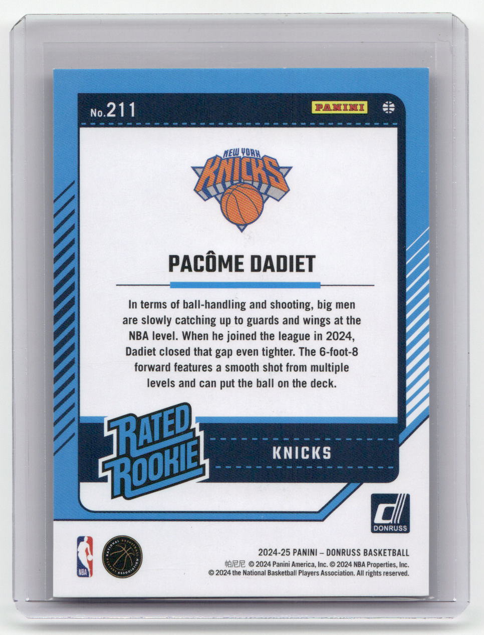 2024-25 PACOME DADIET Rated Rookie Red 82/99 Donruss Choice #211