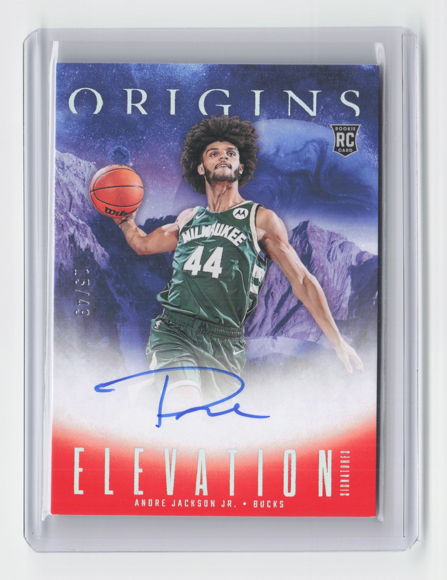 2023-24 ANDRE JACKSON JR. RC Elevation Red 15/49 Autograph Origins Bucks #ES-AJJ