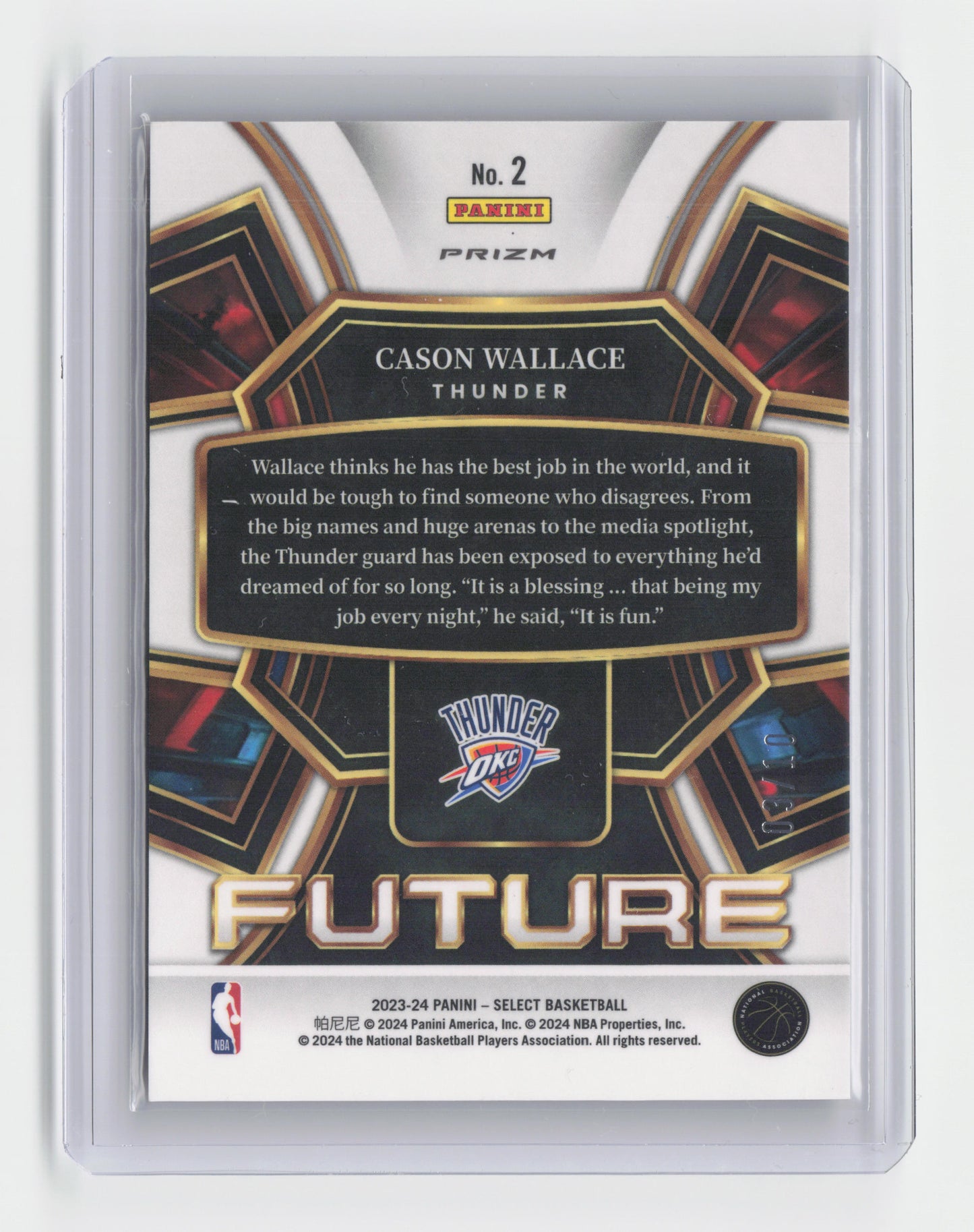 2023-24 CASON WALLACE Gold 03/10 SSP Select RC OKC #2