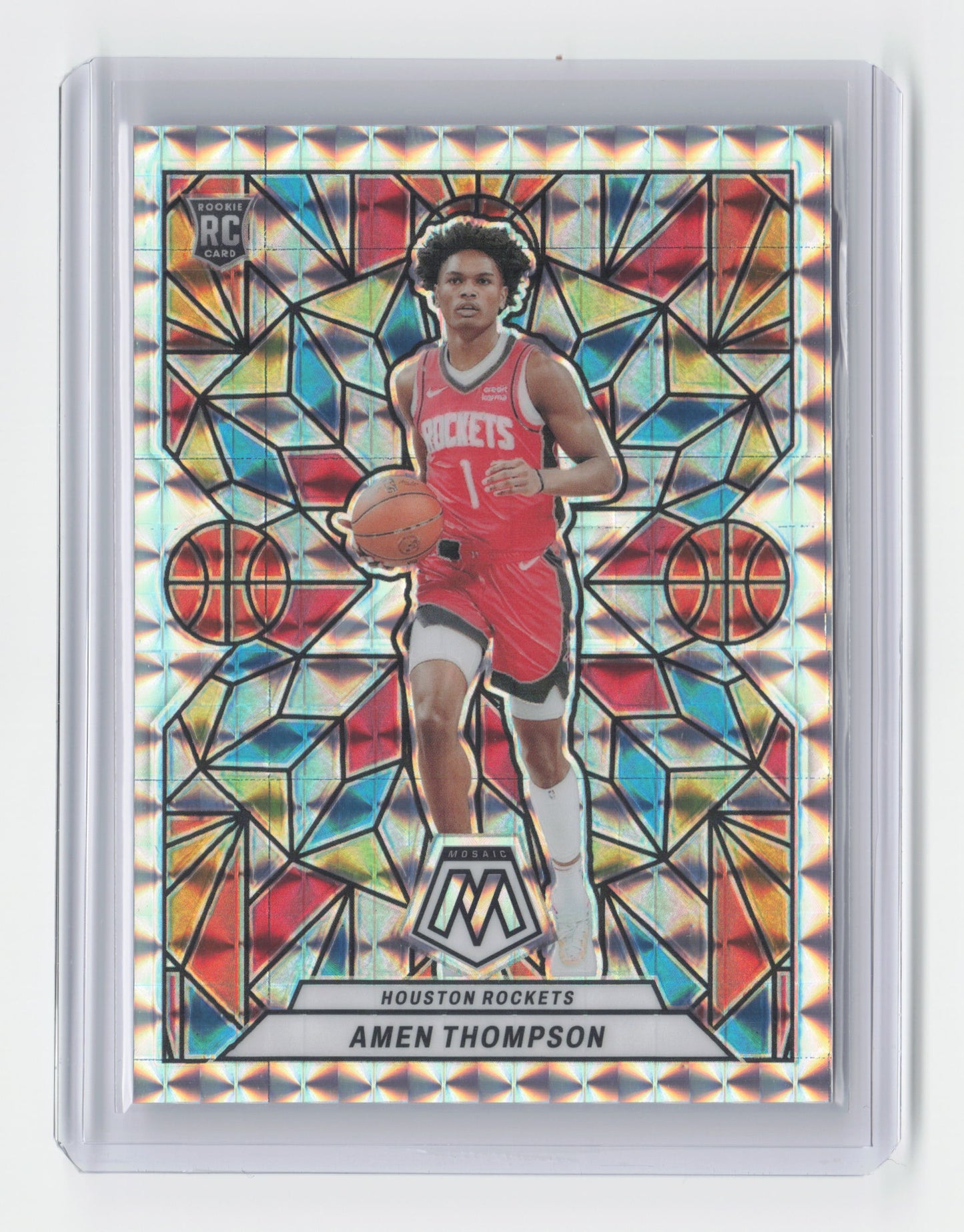 2023-24 AMEN THOMPSON Stained Glass Case Hit SSP Mosaic Rockets #15