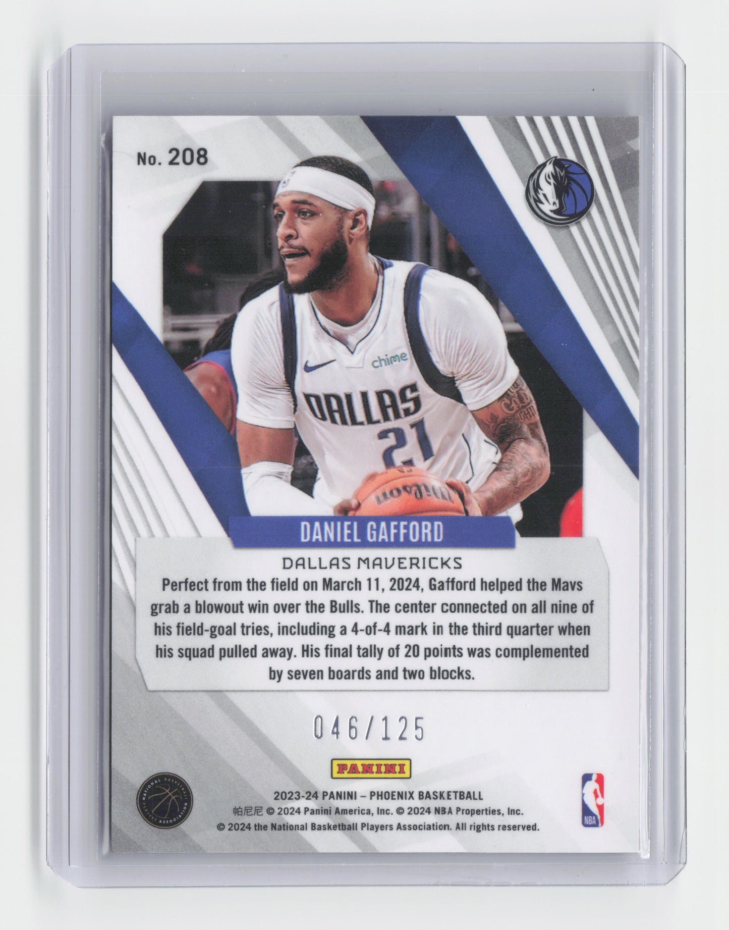 2023-24 DANIEL GAFFORD Seismic 46/125 - Phoenix - Mavericks #208