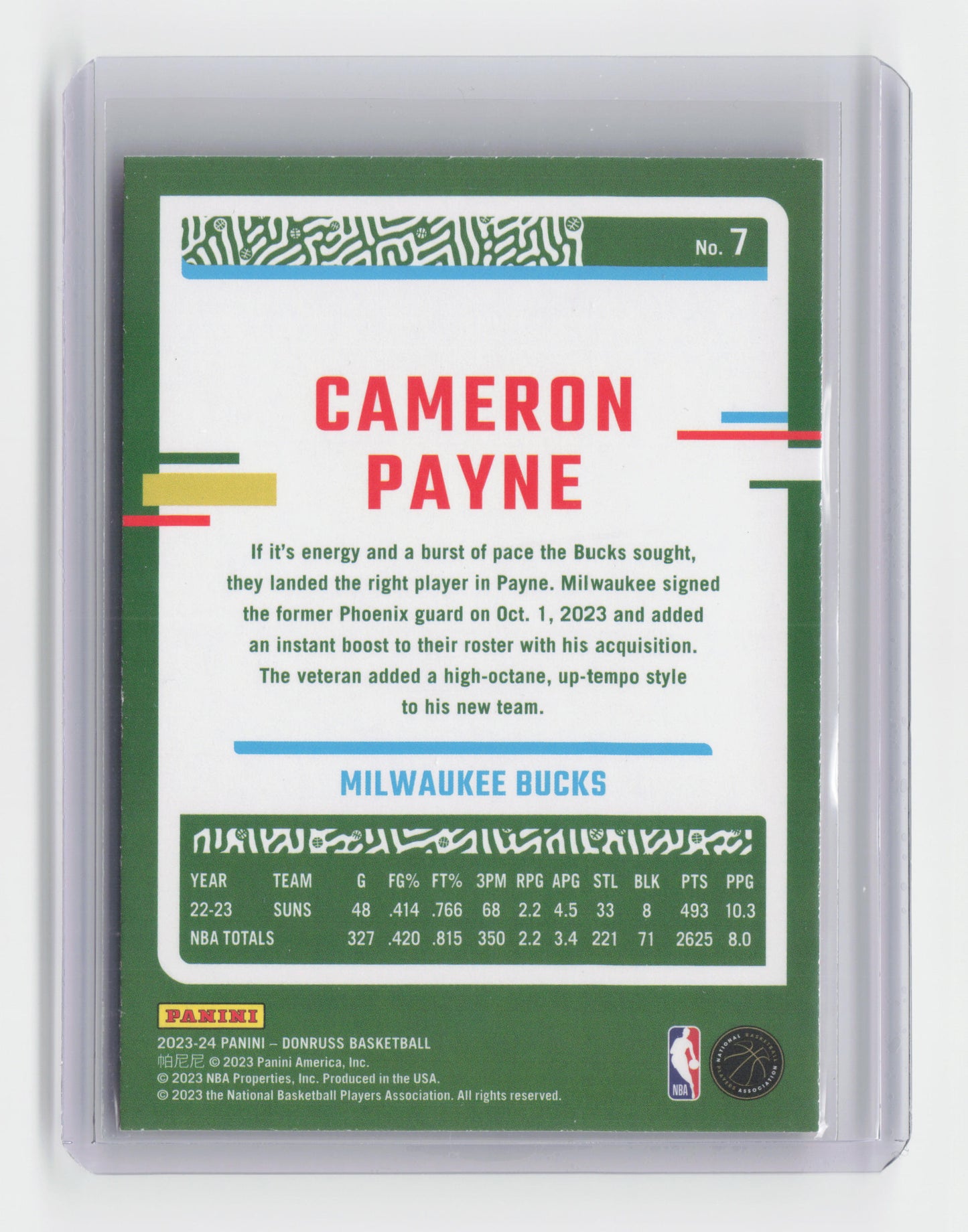 2023-24 CAMERON PAYNE Fireworks 16/88 - Donruss - Bucks #7