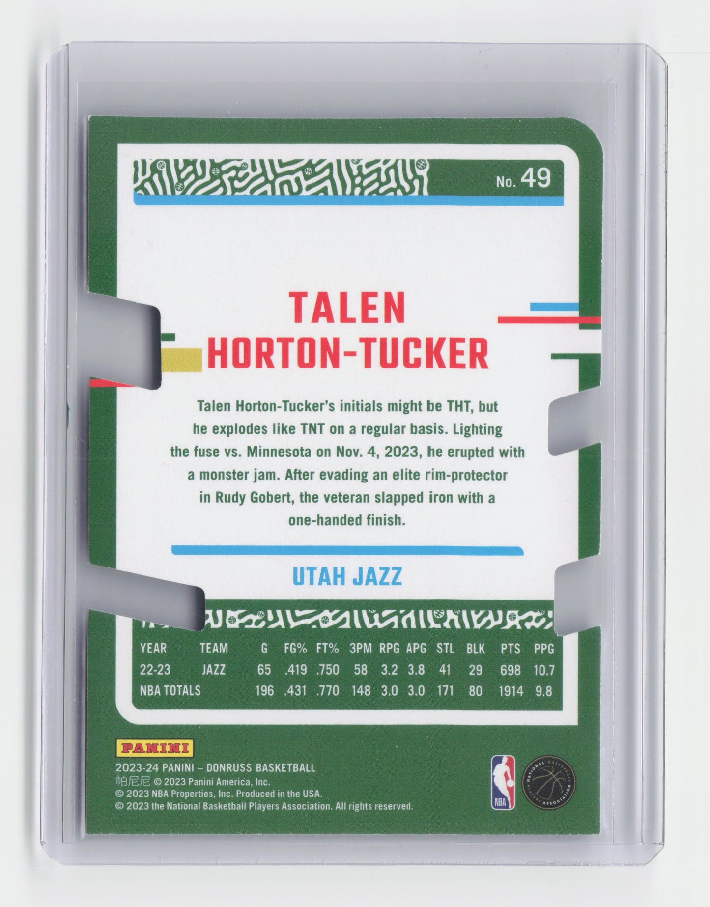 2023-24 TALEN HORTON-TUCKER Silver Die Cut 23/75 - Donruss - Jazz #49