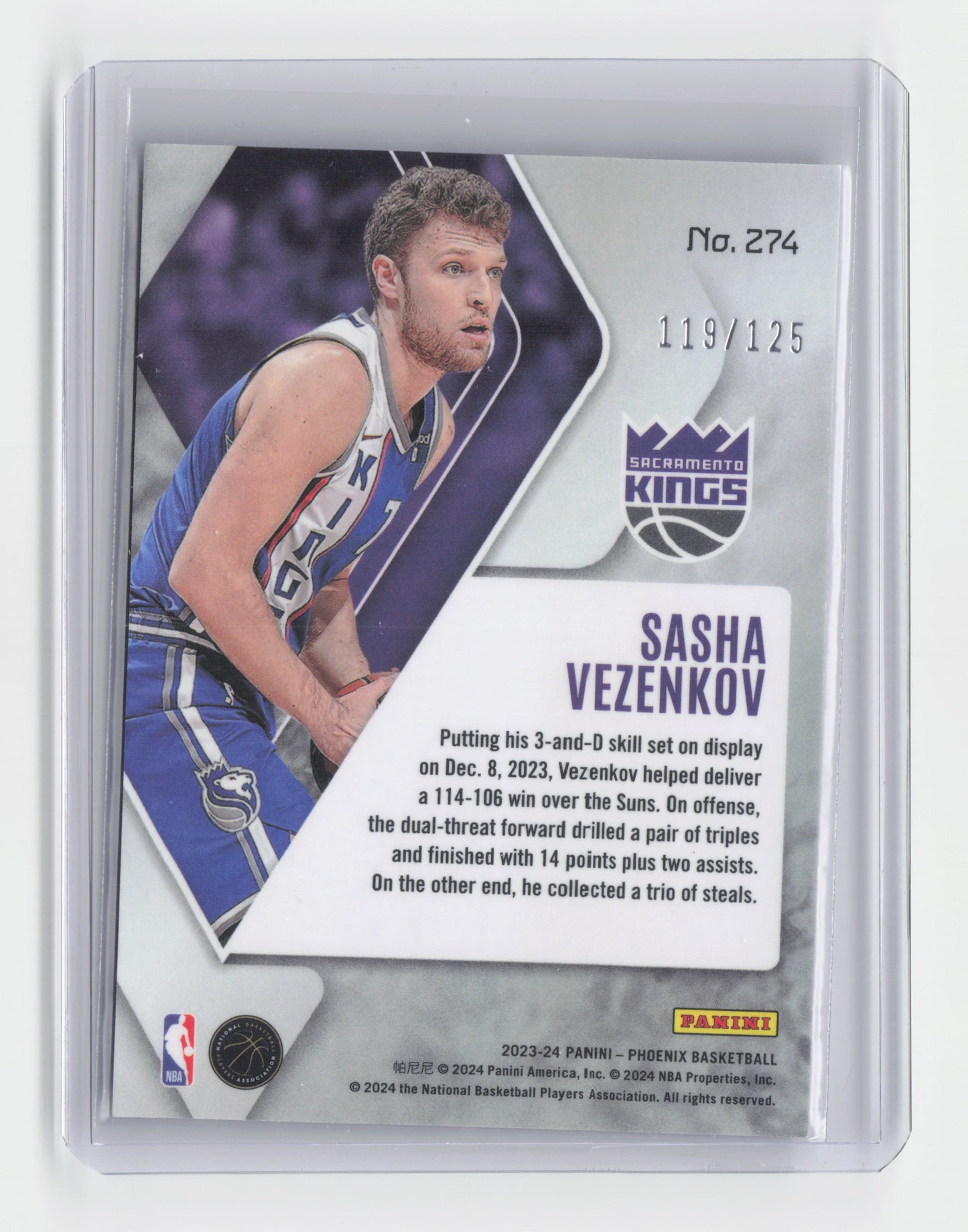 2023-24 SASHA VEZENKOV Seismic 119/125 Phoenix Kings #274