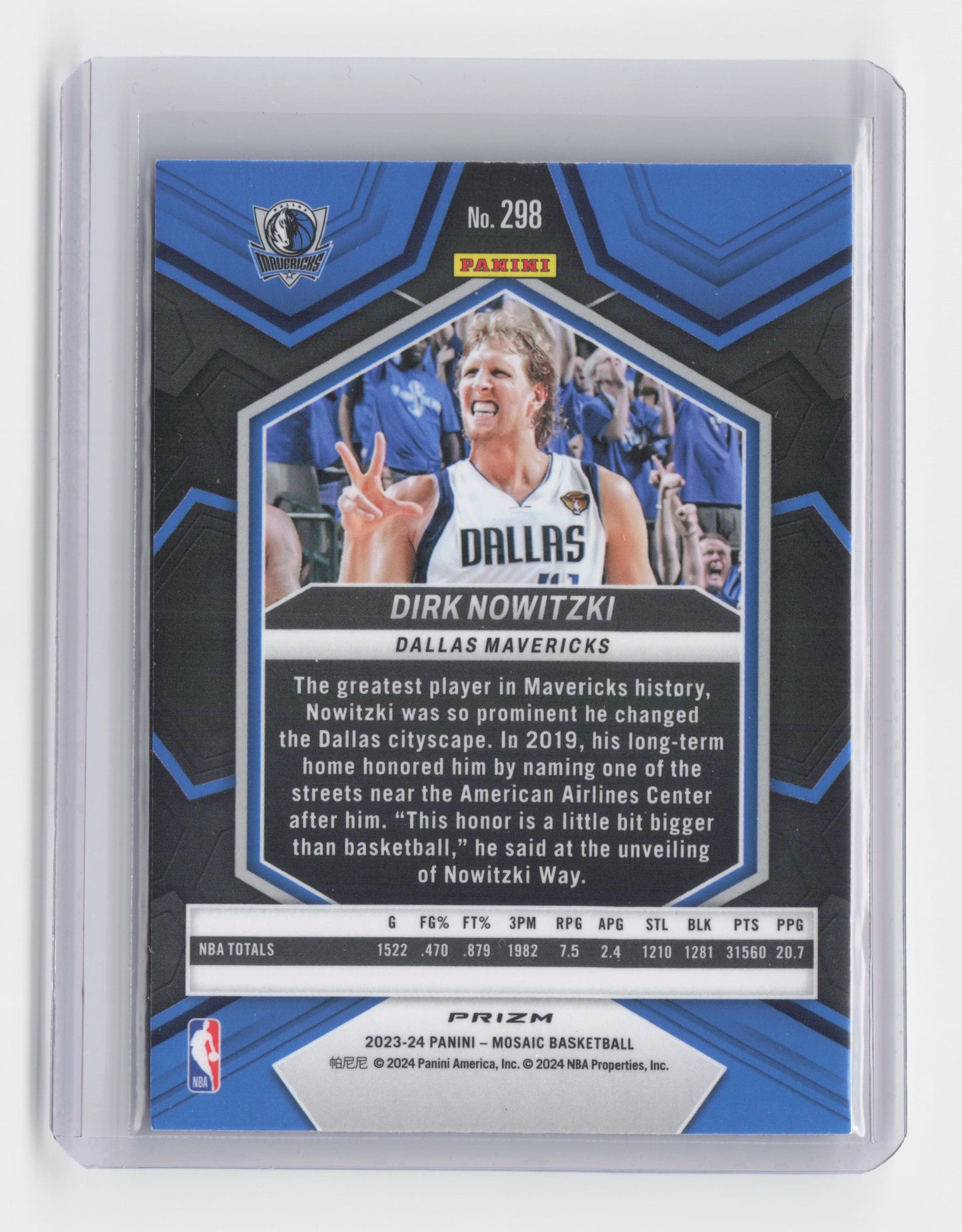 2023-24 DIRK NOWITZKI Silver Prizm Mosaic Mavericks #298