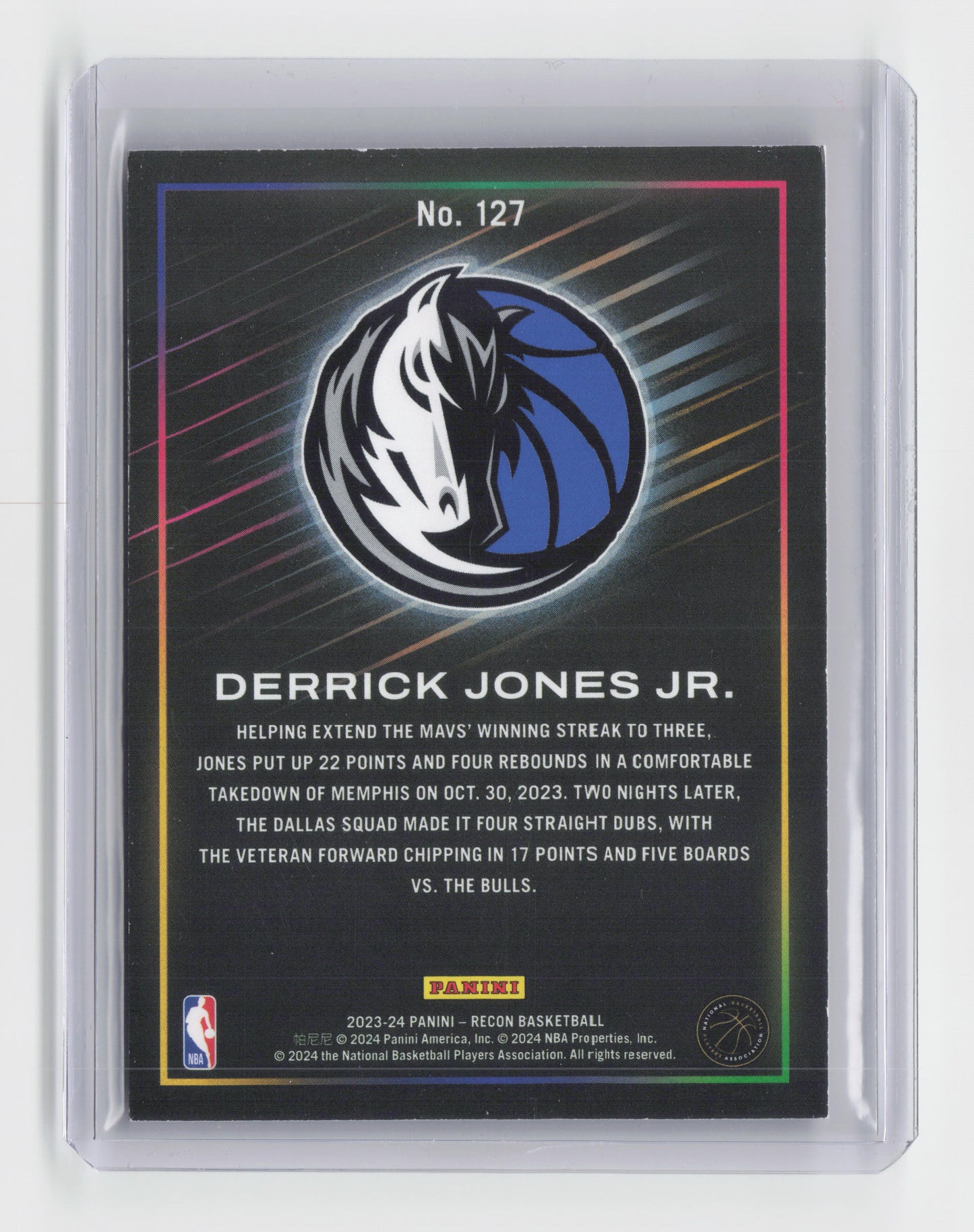 2023-24 DERRICK JONES JR. Red 099/199 recon Mavericks #127